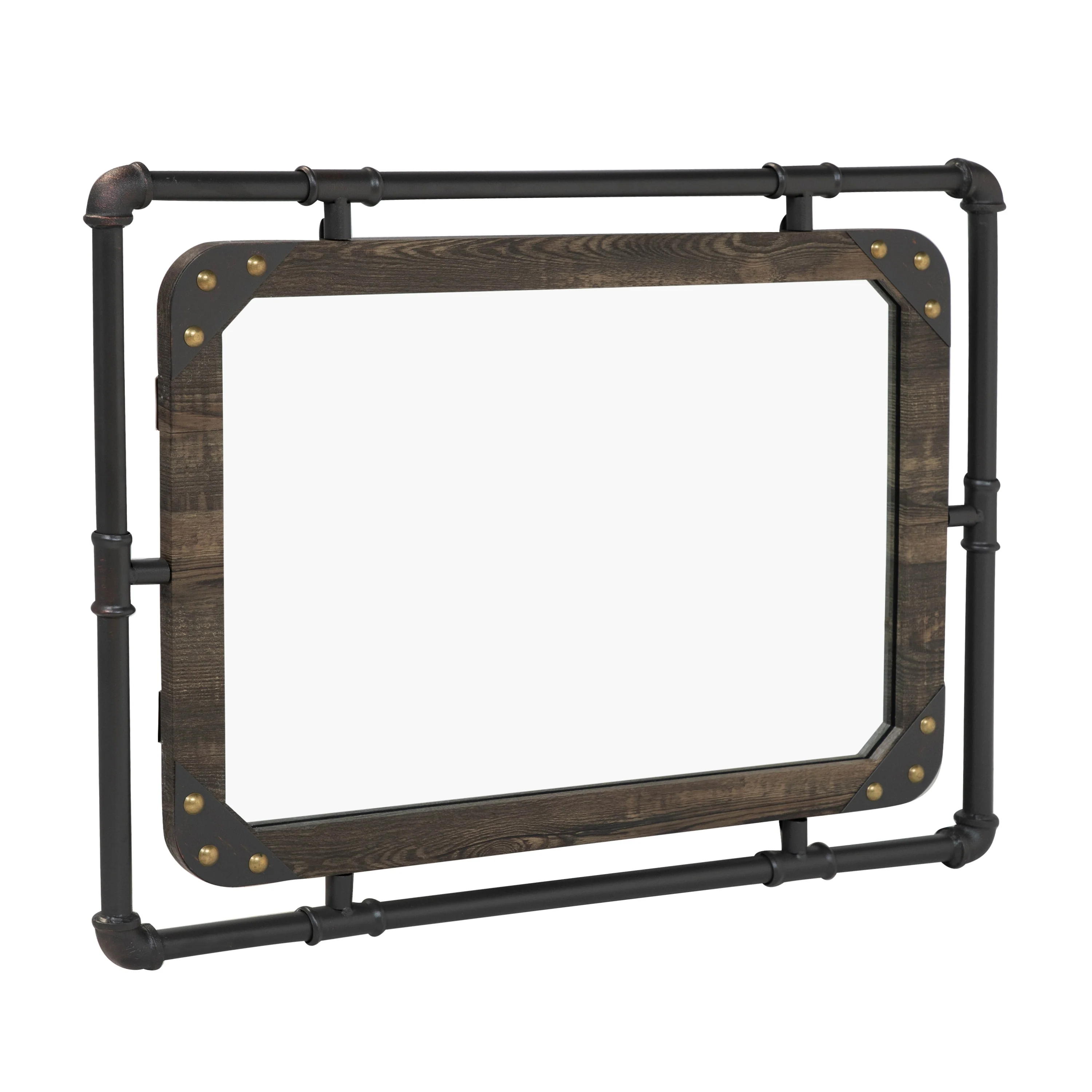 31 Inch Industrial Metal Floating Wall Mirror, Modern Decorative Wall Mirror - Image 5