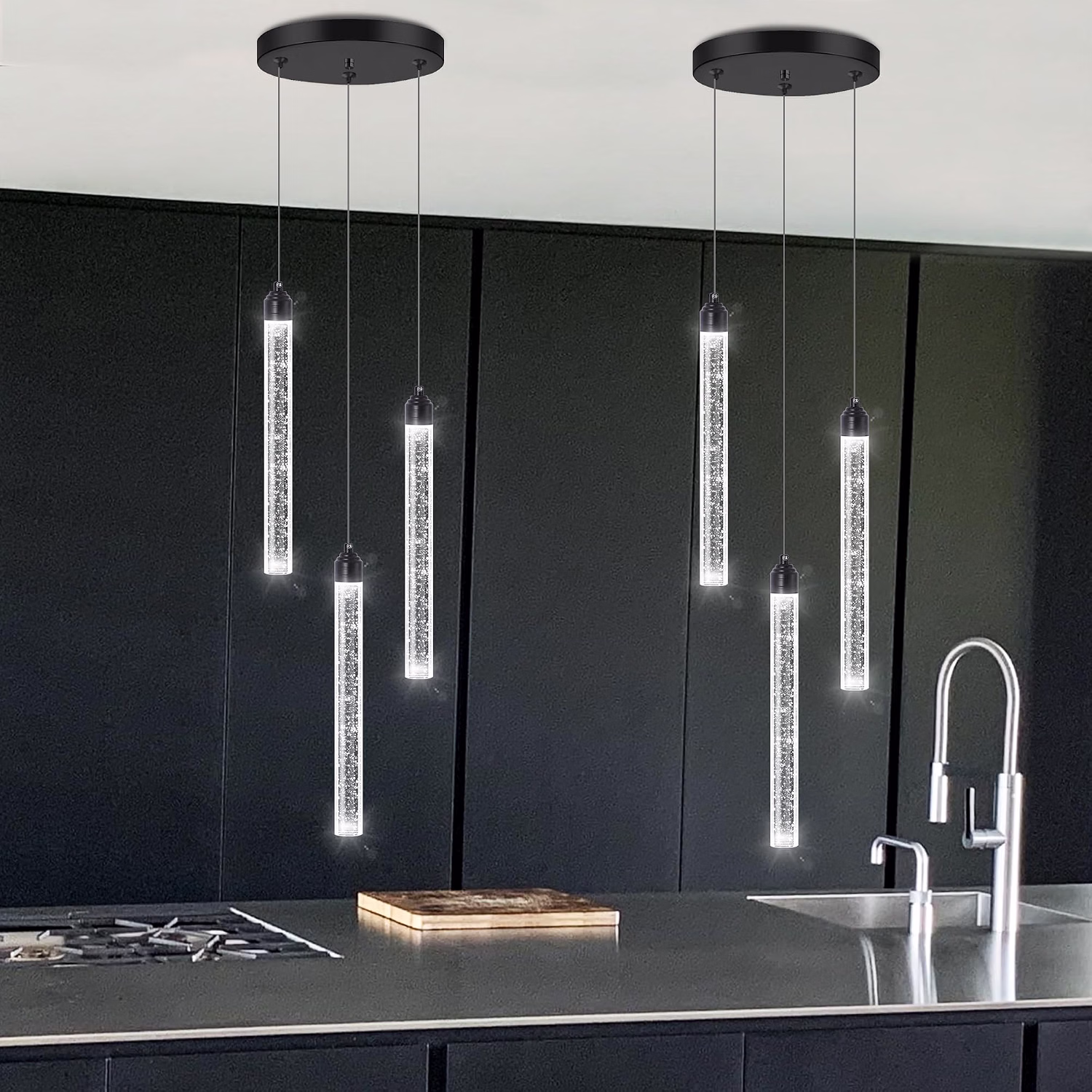 Modern Crystal Pendants Lighting Mini Chandelier for Kitchen Island LED Dimmable Ceiling Handing Lighting Adjustable Flush Mount Ceiling Light for Dining Room Hallway - Image 24