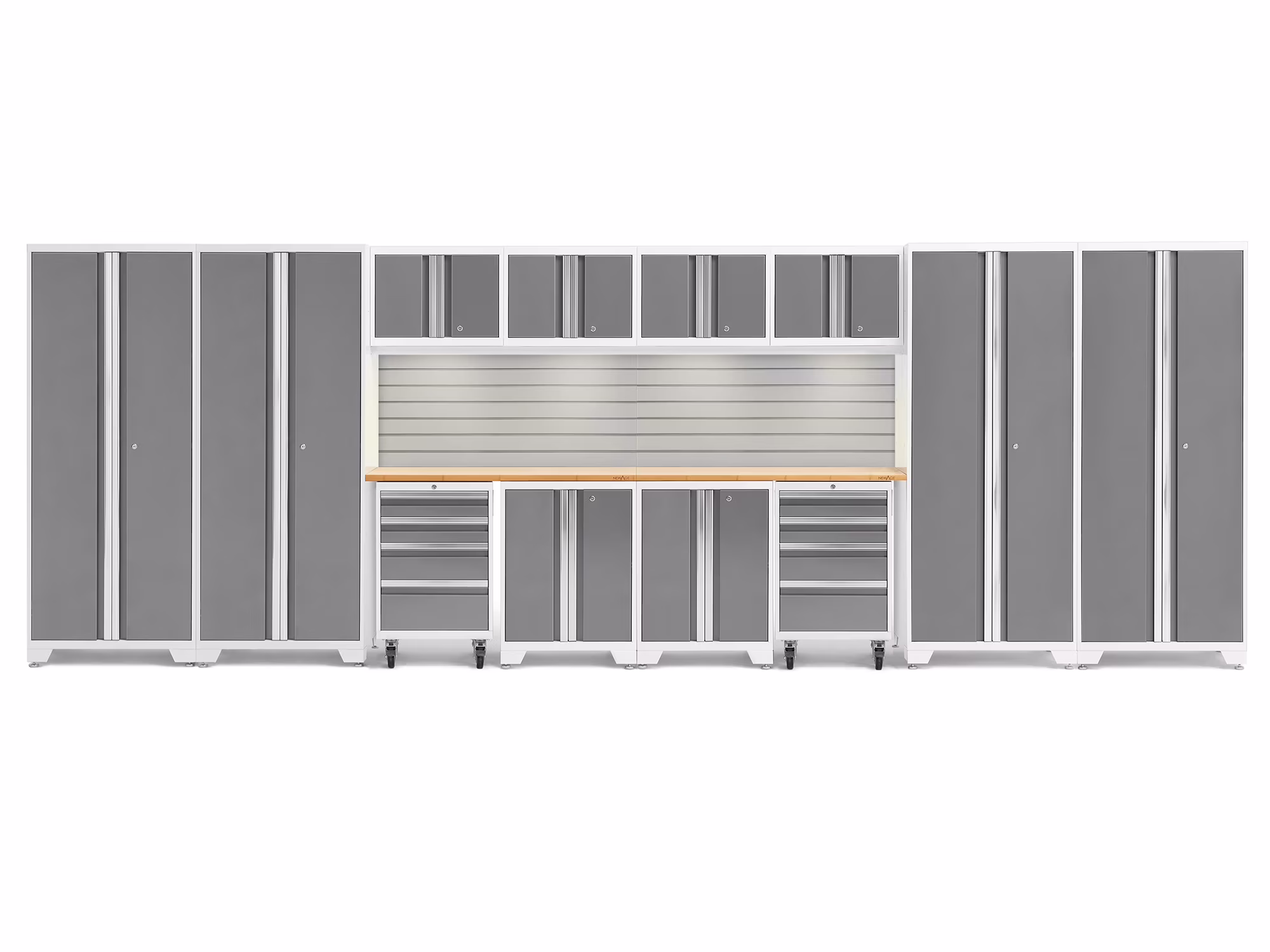 NewAge Products Bold Series Red 14 Piece Cabinet Set, Heavy Duty 24-Gauge Steel Garage Storage System, Slatwall / LED Lights Included - Image 5
