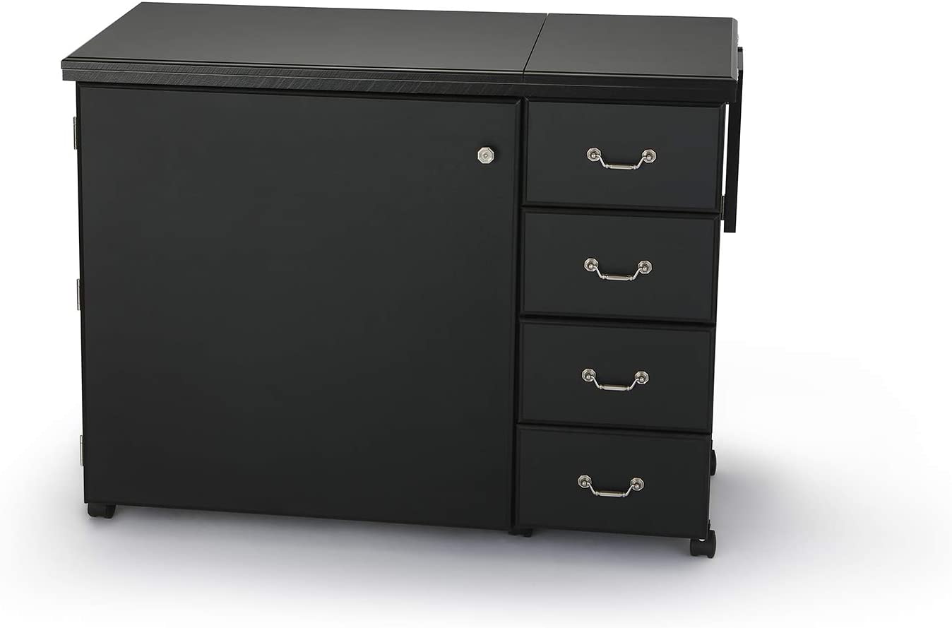 Sturdy Sewing Cabinet for Sewing, Cutting, Quilting and Crafting with Storage and Airlift, Black Finish - Image 2