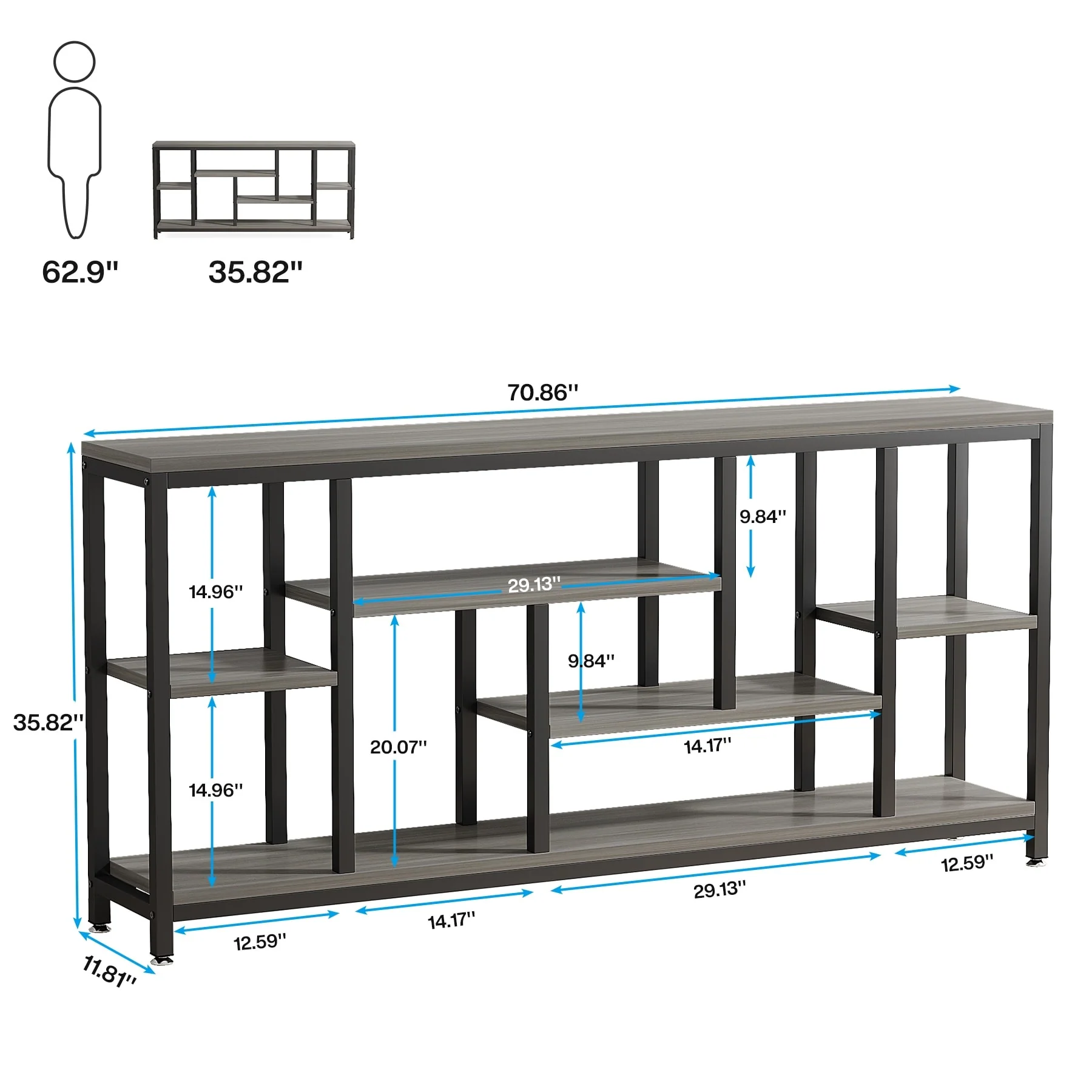 70.9 Inch Console Sofa Table with Storage, 3-Tier Entryway Table for Hallway - Image 28