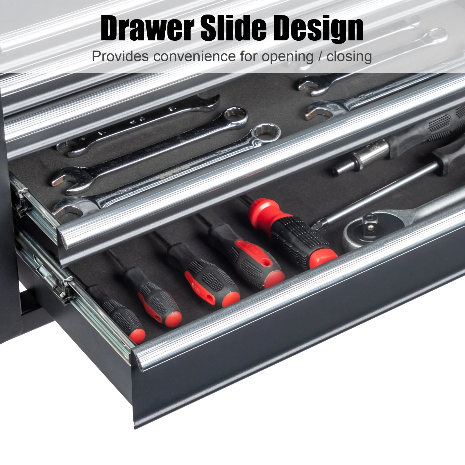 Ktaxon Tool Box, Portable 5 Drawer Steel Toolbox with Top Storage Tray & Carrying Handle, for Garage Trunk Household, Black - Image 14