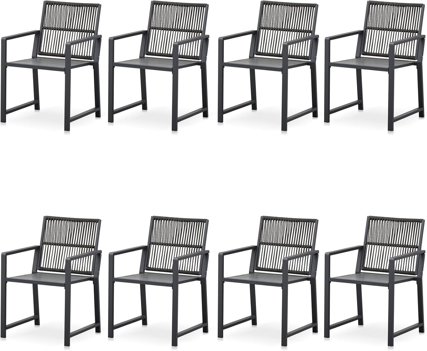 Outdoor HDPE Patio Dining Chairs ,400Lbs,Black,Set of 2 - Image 16