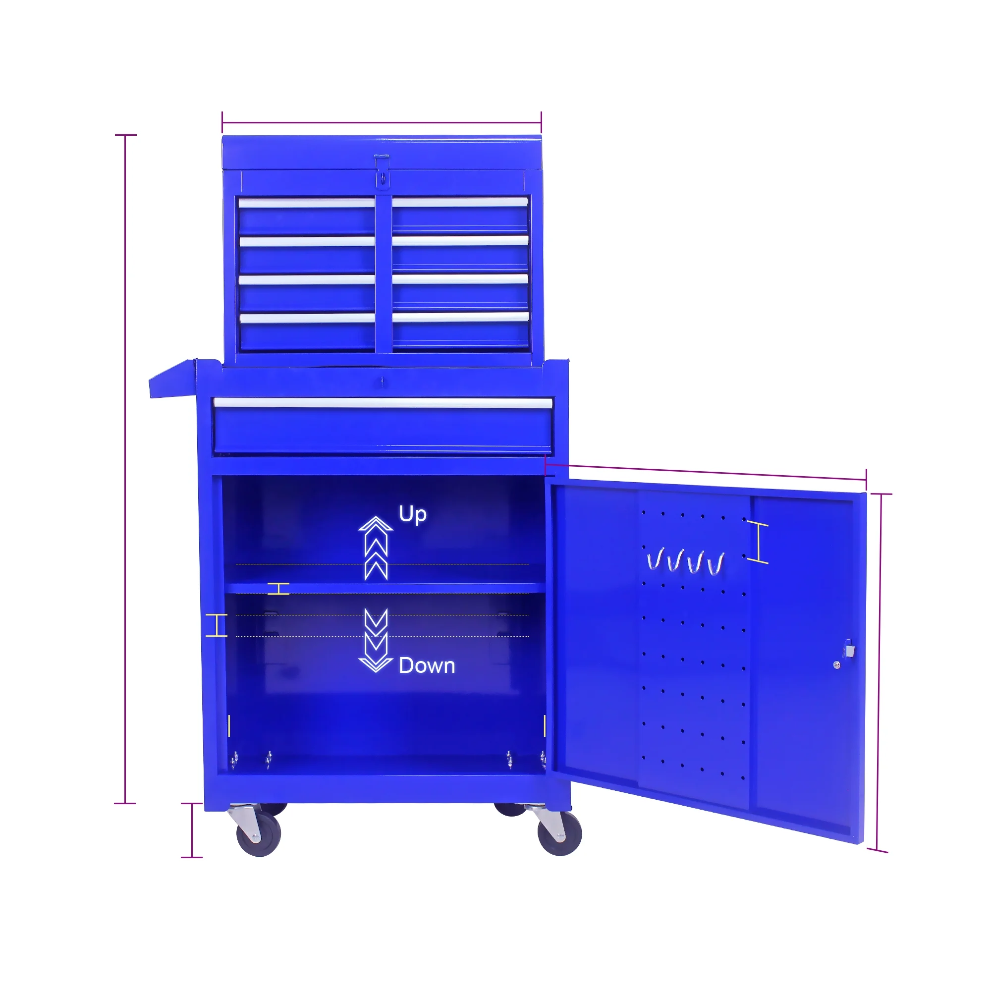 5-Drawer Rolling Tool Chest & Removable Tool Box with Locking System, Tool Box Organizer with 4 Wheels&Hooks, Large Capacity Garage Storage Cabinet for Warehouse and Repair Shop, Orange - Image 28