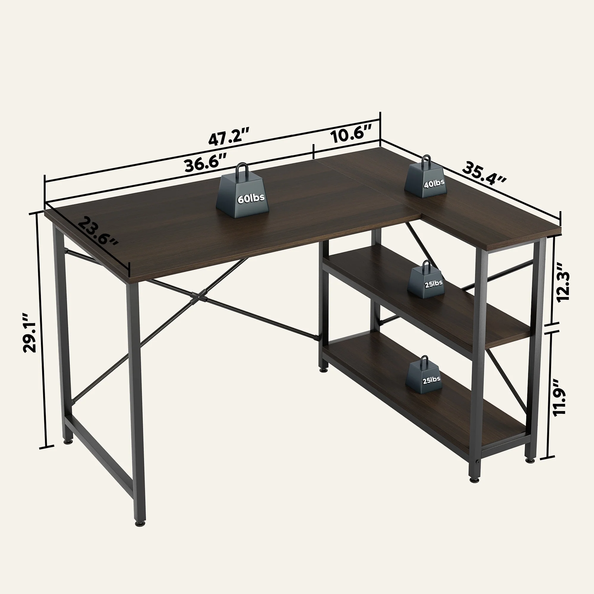 Small L Shaped Computer Desk with Storage Shelves, Compact Corner Workstation for Home Office and Study - Image 79