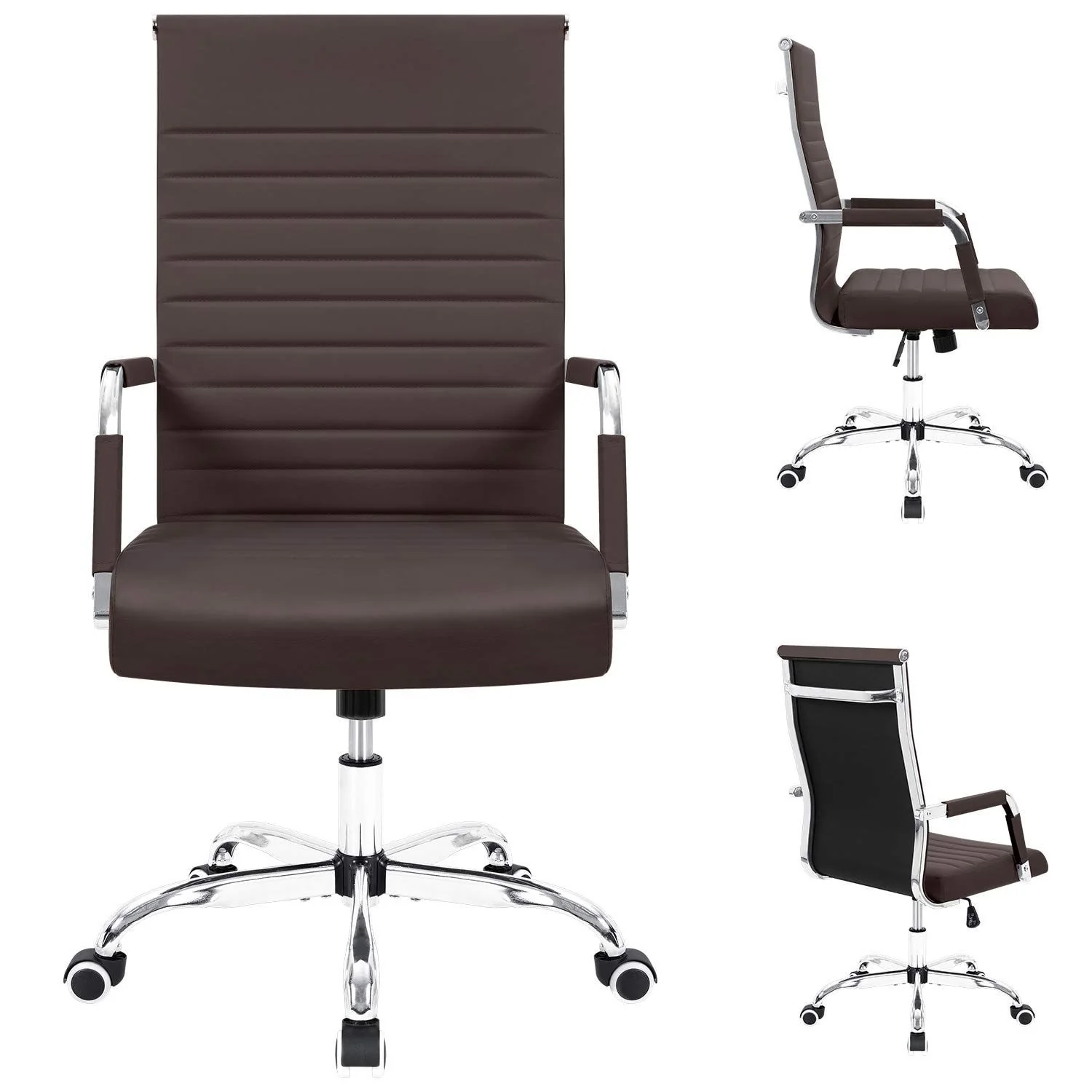 Ergonomic Ribbed Office Chair, Modern Computer Desk Chair with Comfortable Upholstered Seat for Home and Office - Image 24