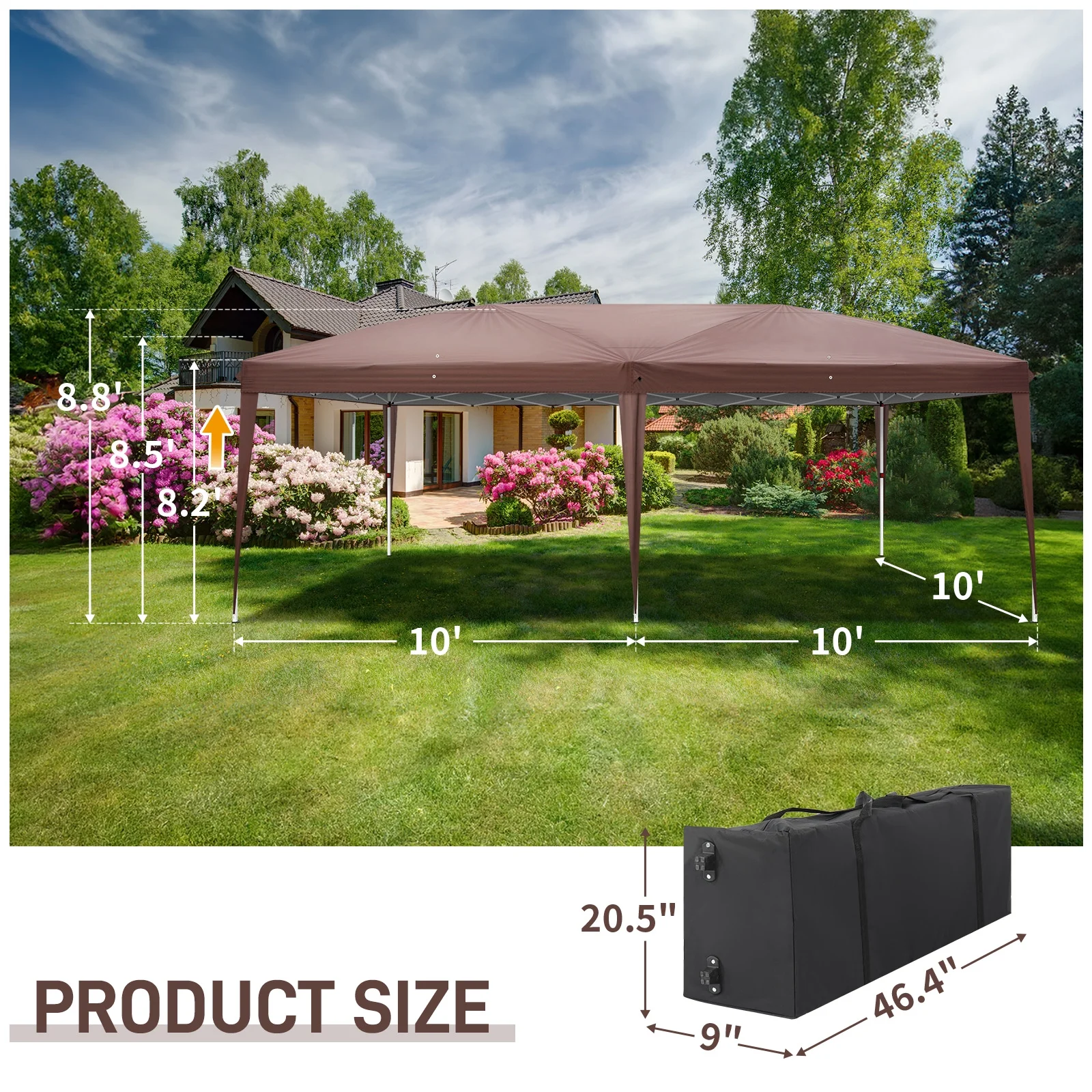 UBesGoo Ez Pop Up Patio Canopy Tent Gazebo Outdoor Party with 6 Sidewalls 10 x 20 ft Blue - Image 59