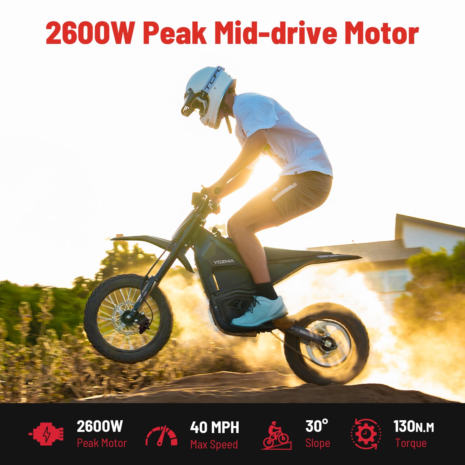 IN10 Electric Dirt Bike, 40MPH 2600W Off Road Electric Motorcycle - Image 3