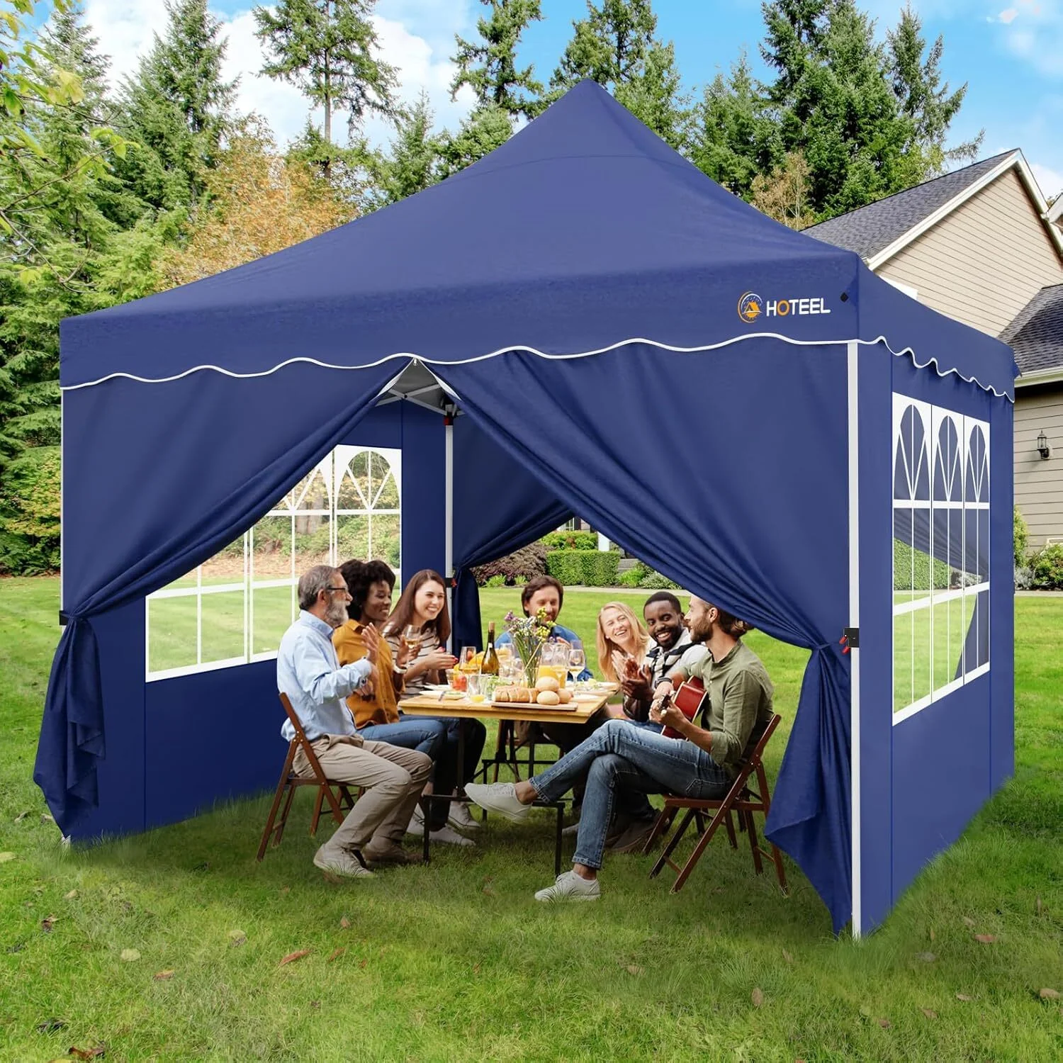 SANOPY 10' x 20' Pop up Canopy Party Tent with 6 Removable Sidewalls, Wave Eave Outdoor Waterproof Patio Gazebo Tent with Carry Bag, Backyards Camping Picnics, Black - Image 53