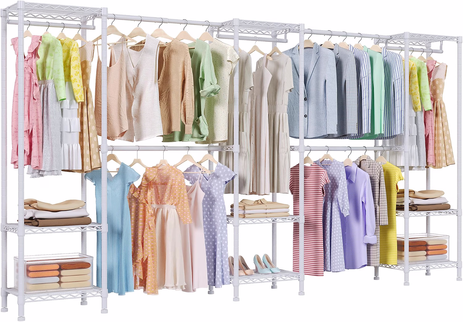 H11 Heavy Duty Clothes Rack White Clothing Rack for Hanging Clothes - Image 2
