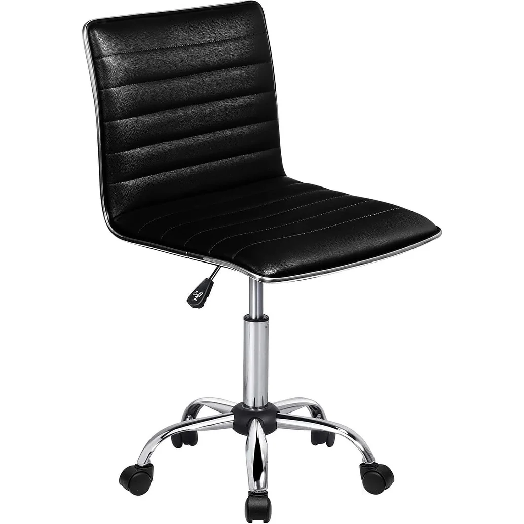 Adjustable Mid-Back Armless Swivel Office Chair, Ribbed Task and Vanity Chair for Small Spaces - Image 2