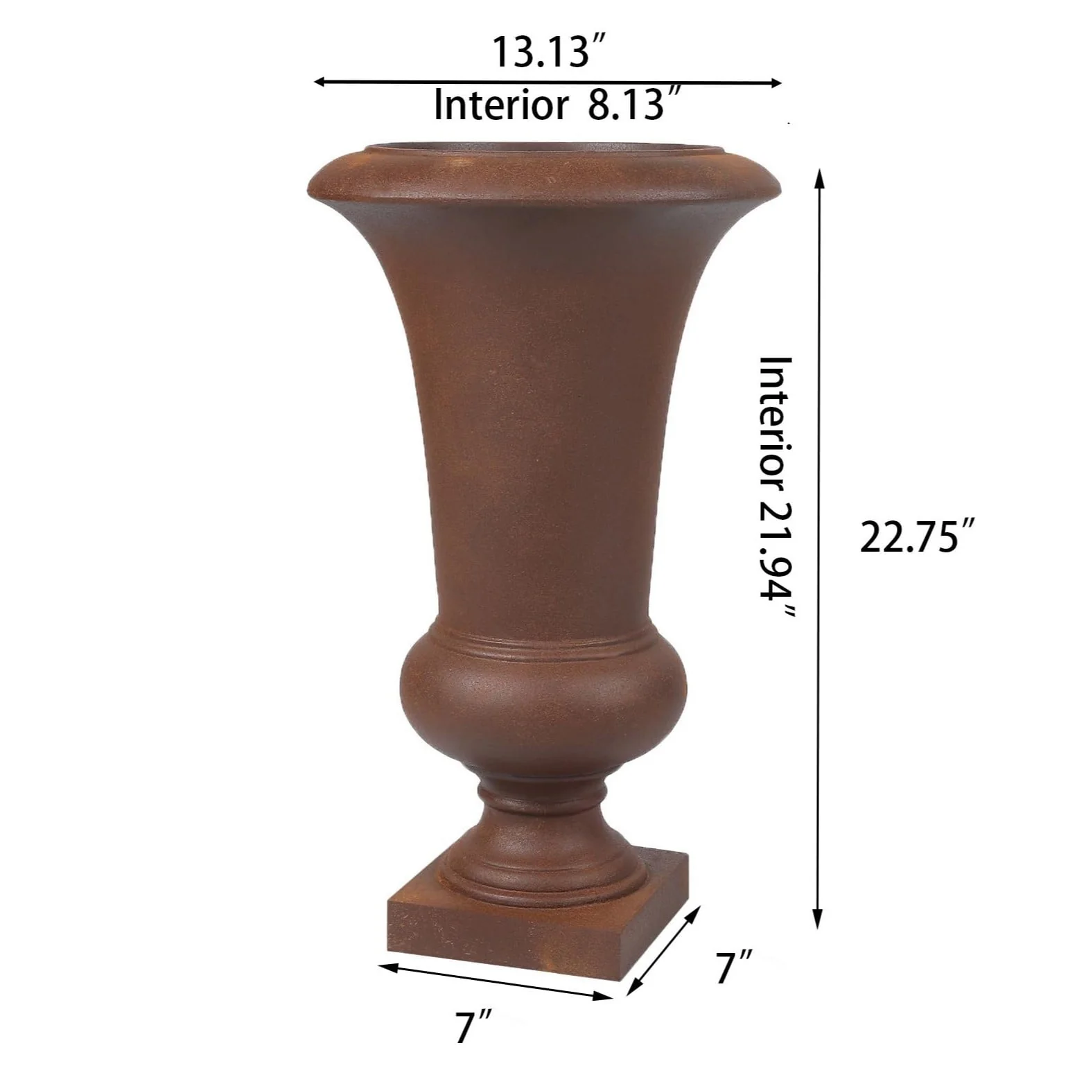 22.75" Tall Handmade Fiber Stone Urn Planter Pot, Decorative Outdoor Garden Flower Container for Patio and Home - Image 5