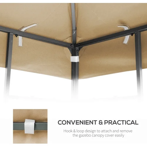 EBQOSK 10x10 Ft Outdoor Patio Gazebo Replacement Canopy,Double Tiered Gazebo Tent Roof Top Cover Only Frame Not Include Kahki - Image 5