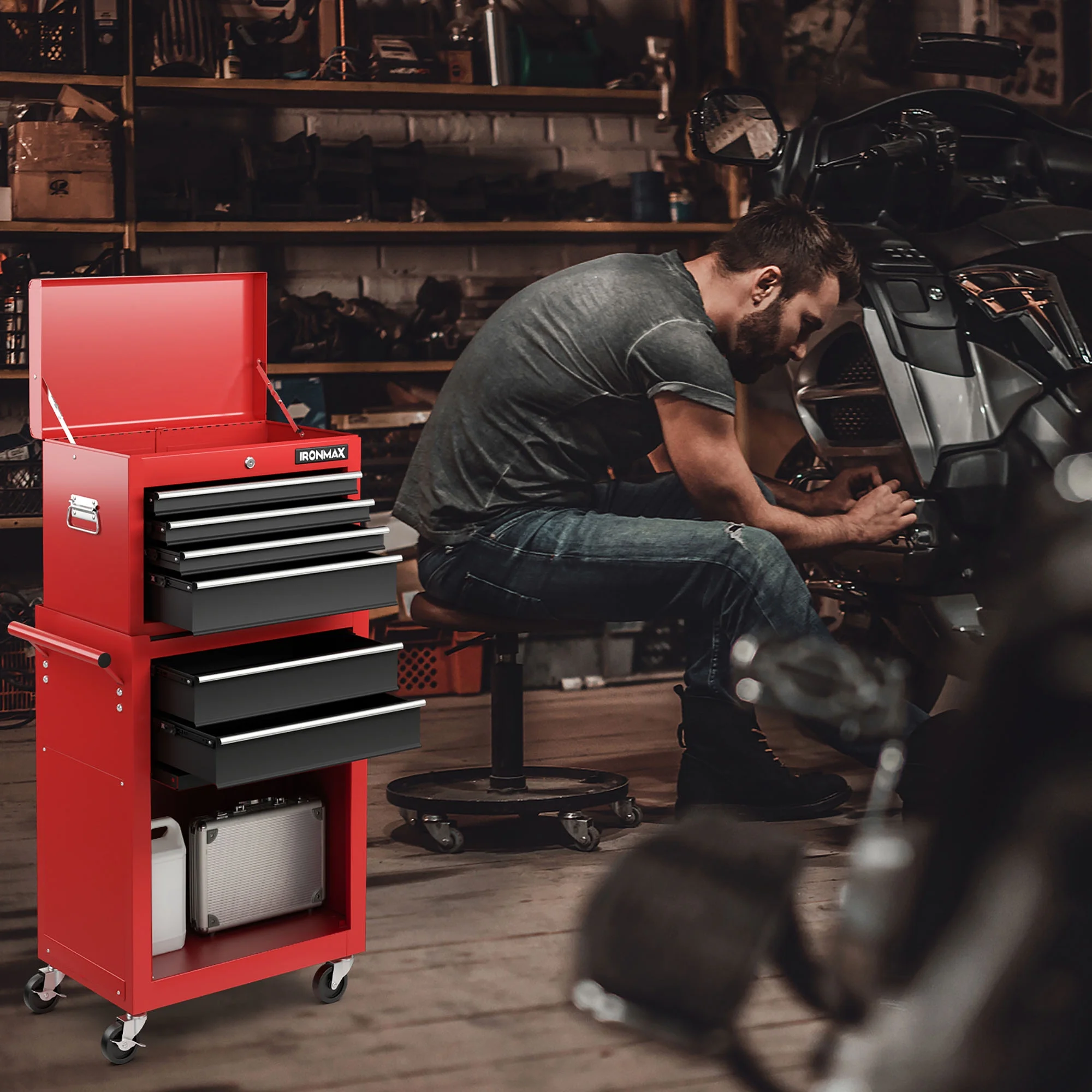 Gymax 6-Drawer Rolling Tool Chest Lockable Tool Box and Storage Cabinet Garage Workshop - Image 10