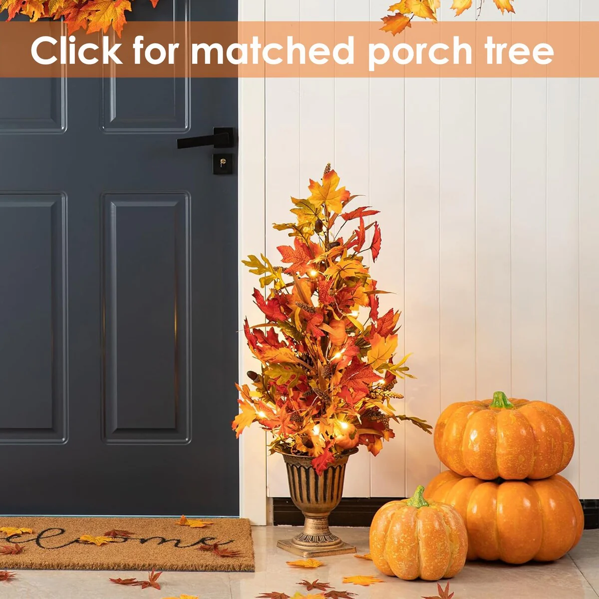 Thanksgiving LED Lighted Fall Maple Leaf Wreath and Garland - Autumn Home Decor - Image 28