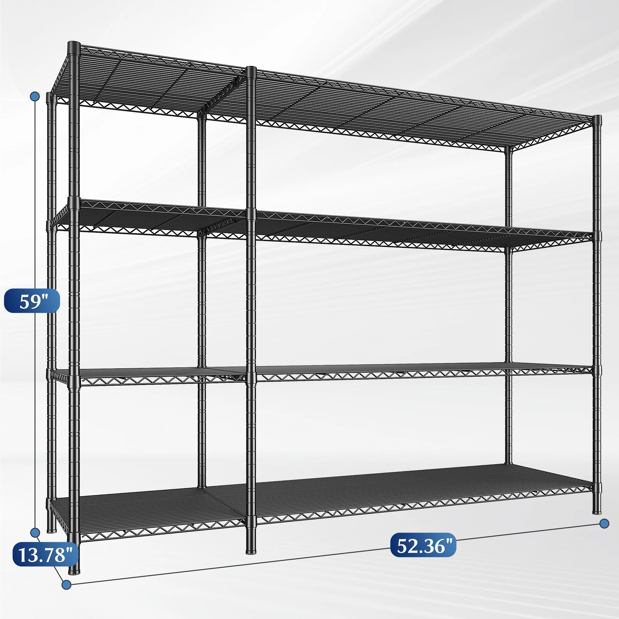 REIBII Heavy Duty 4-Tier Metal Wire Shelving Unit,Adjustable L-Shape Corner Storage Rack for Garage,Pantry,Kitchen,1120 lbs Capacity - Image 8