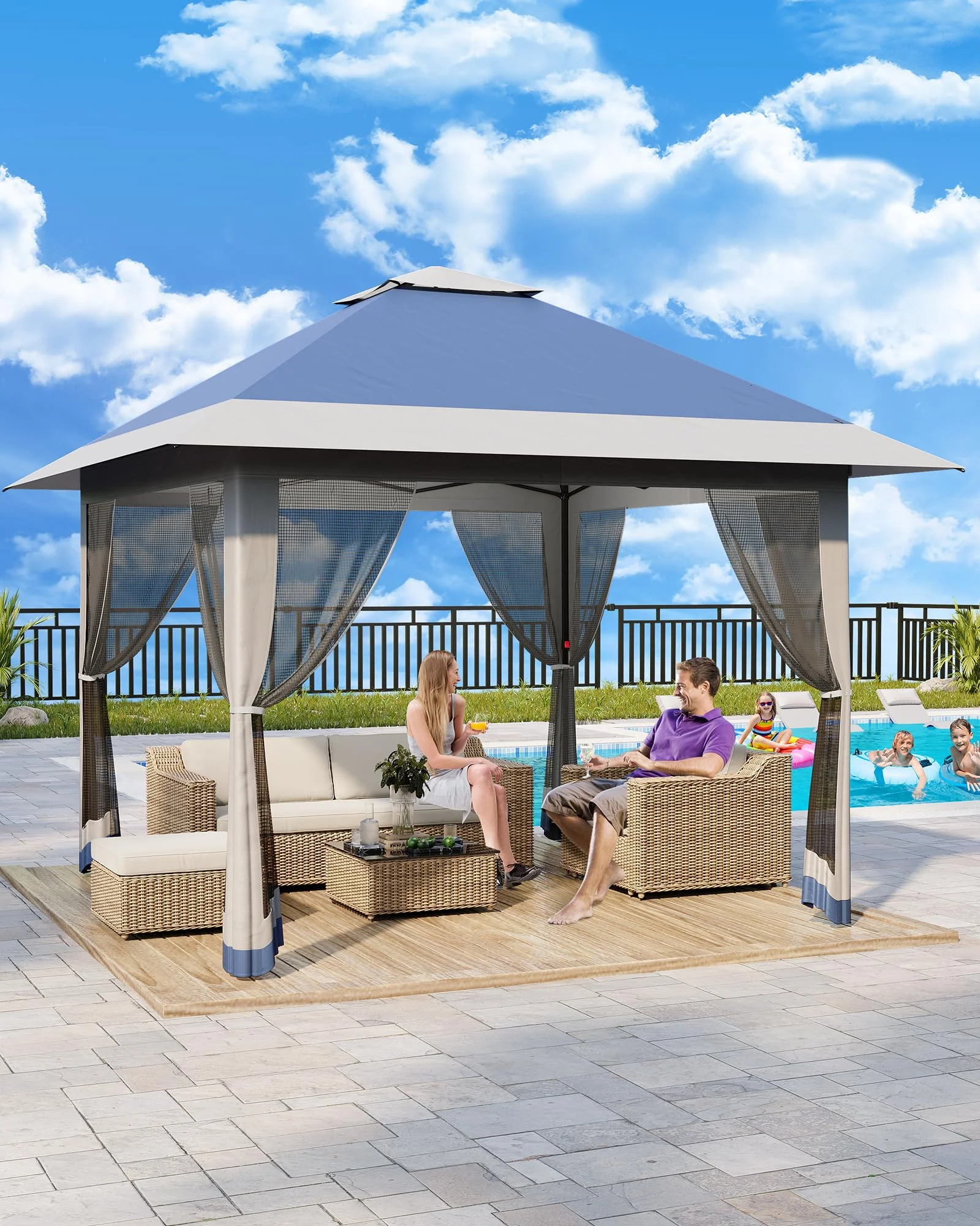 Accreate 13' X 13' Outdoor Patio Gazebo,Outdoor Canopy Tent with Mosquito Netting,Backyard Tent for Party, Wedding, Outdoor Dining, Patio, Backyard - Image 12