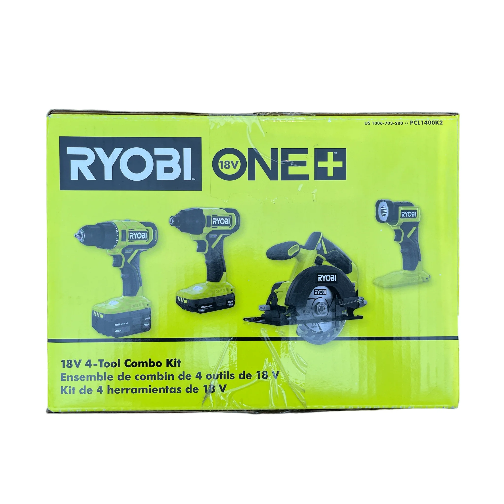 Ryobi ONE+ 18V Cordless 4-Tool Combo Kit with 1.5 Ah Battery, 4.0 Ah Battery, Charger and Storage Bag - Image 2
