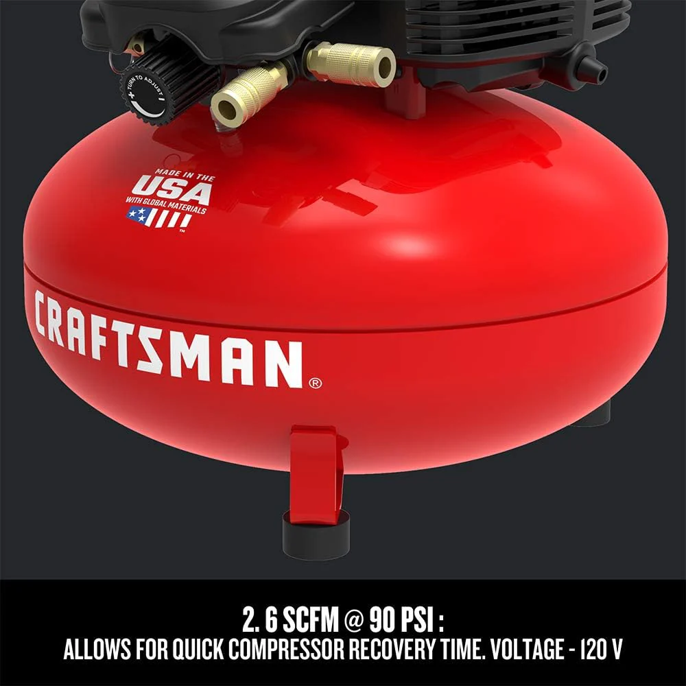 6 Gallon Pancake Air Compressor, Oil-Free Portable Compressor Kit for Garage, Workshop and DIY Projects - Image 5