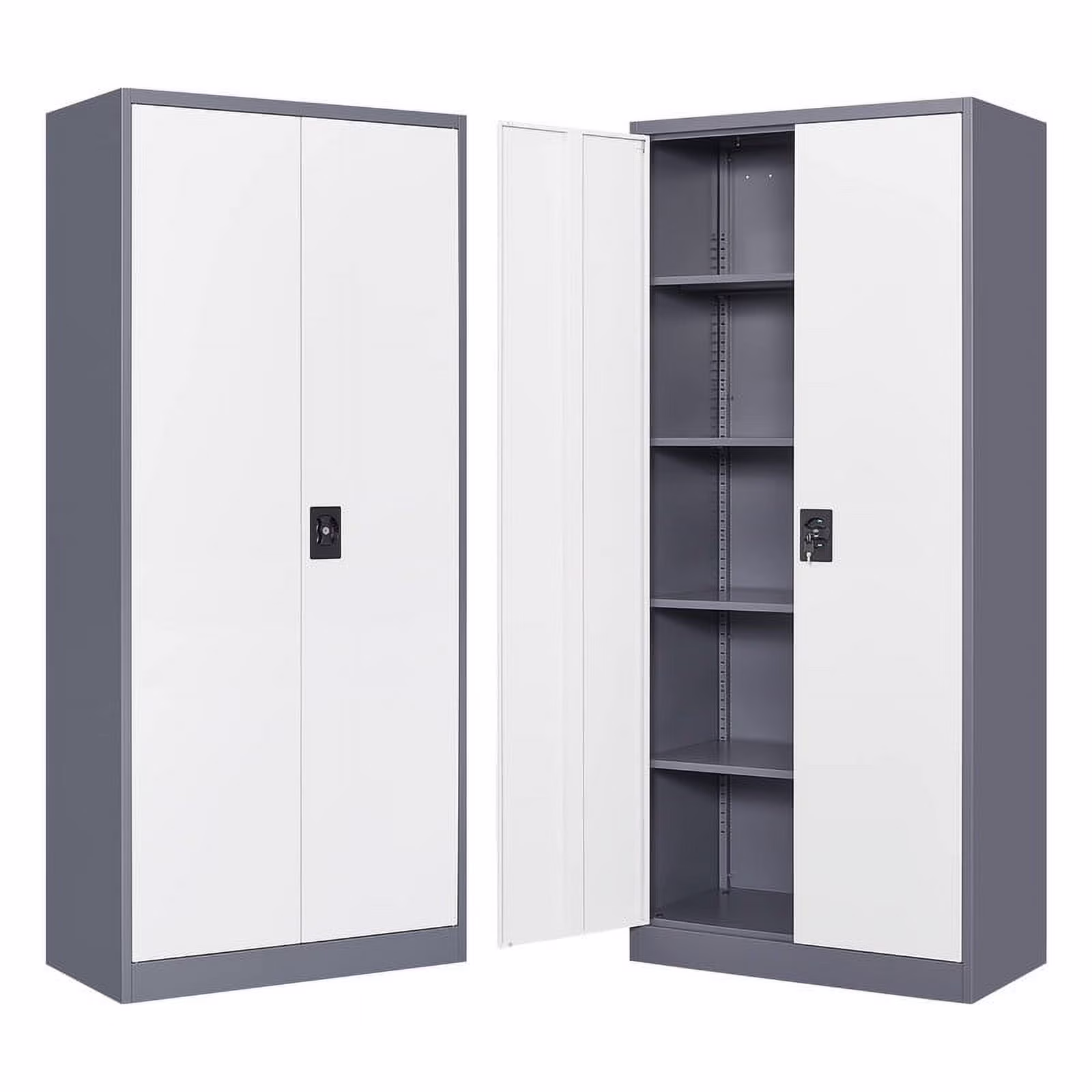 STANI Metal Storage Cabinet with Locking Doors, Garage Lockable Steel Cabinets with 4 Doors and 5 Shelves for Home, Garage, Pantry Workshop Warehouse - Image 3