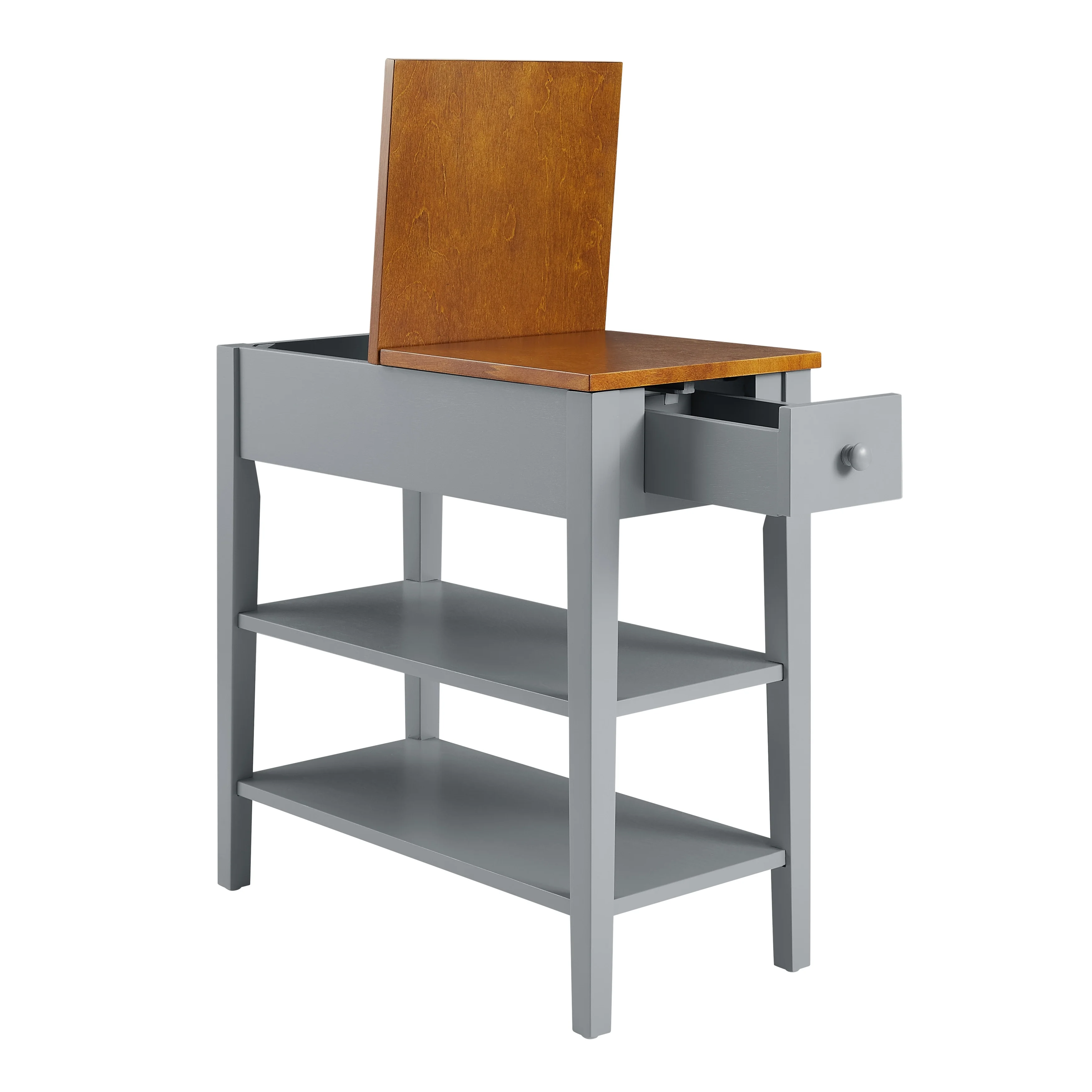 Narrow 2-Tone End Table with USB Charging Ports, Small Space Side Table - Image 8