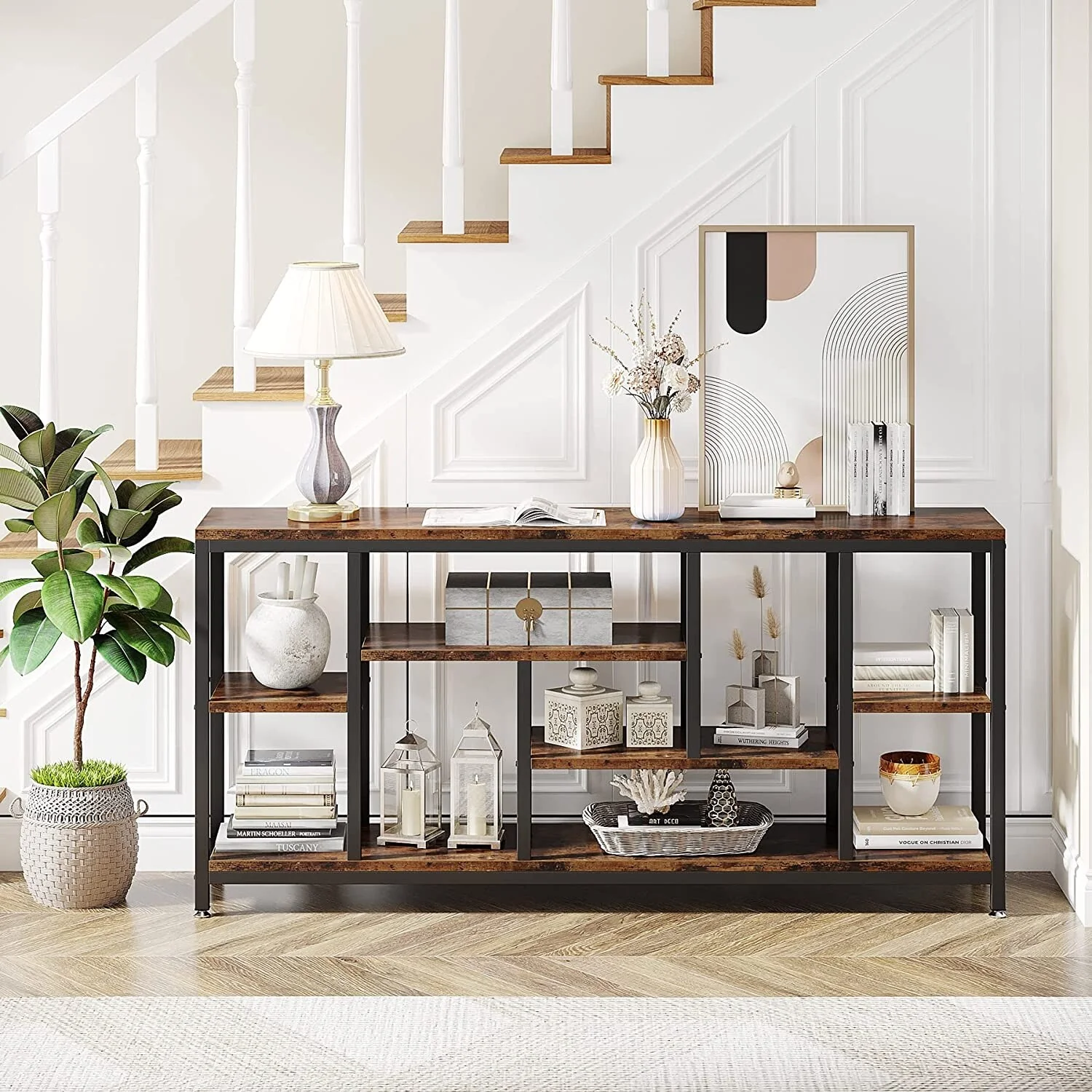 70.9 Inch Console Sofa Table with Storage, 3-Tier Entryway Table for Hallway - Image 7