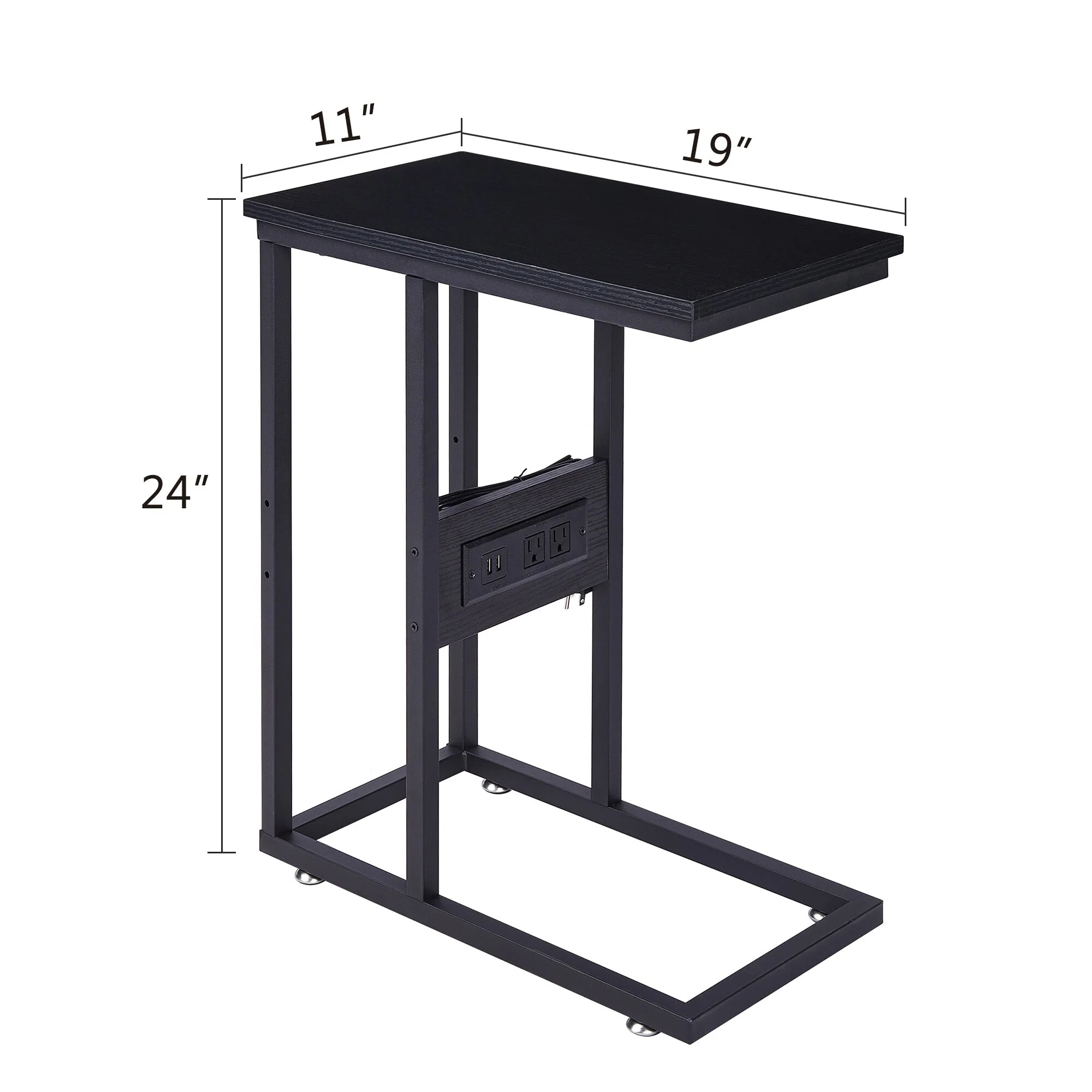 Set of 2 C-Shaped Sofa Side Tables, Small End Tables for Living Room, Bedside and TV Tray - Image 18