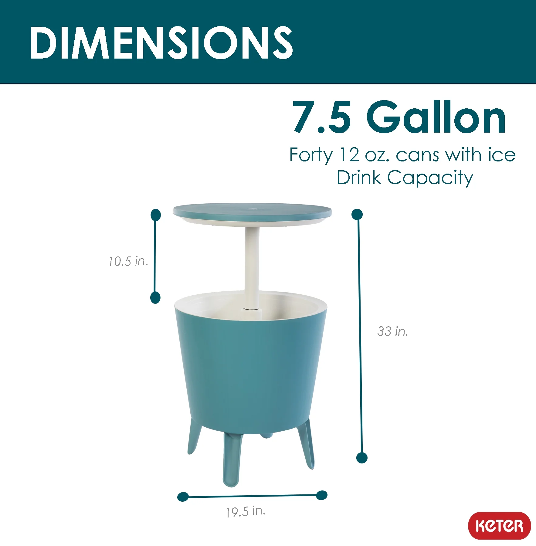 Keter Pacific 7.5 Gallon Cool Bar 2 in 1 Weather Resistant Side Table and Bar Durable Resin Outdoor Patio Beverage Cooler Table, Rattan Look Brown - Image 15