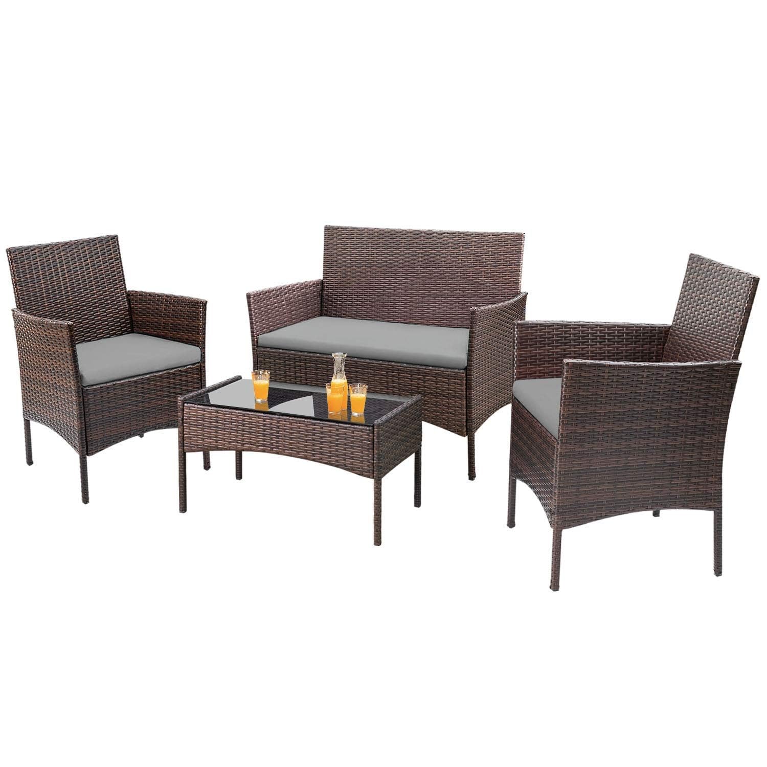 4-Piece Outdoor Patio Furniture Set, Rattan Wicker Chairs and Outdoor Seating Set - Image 5