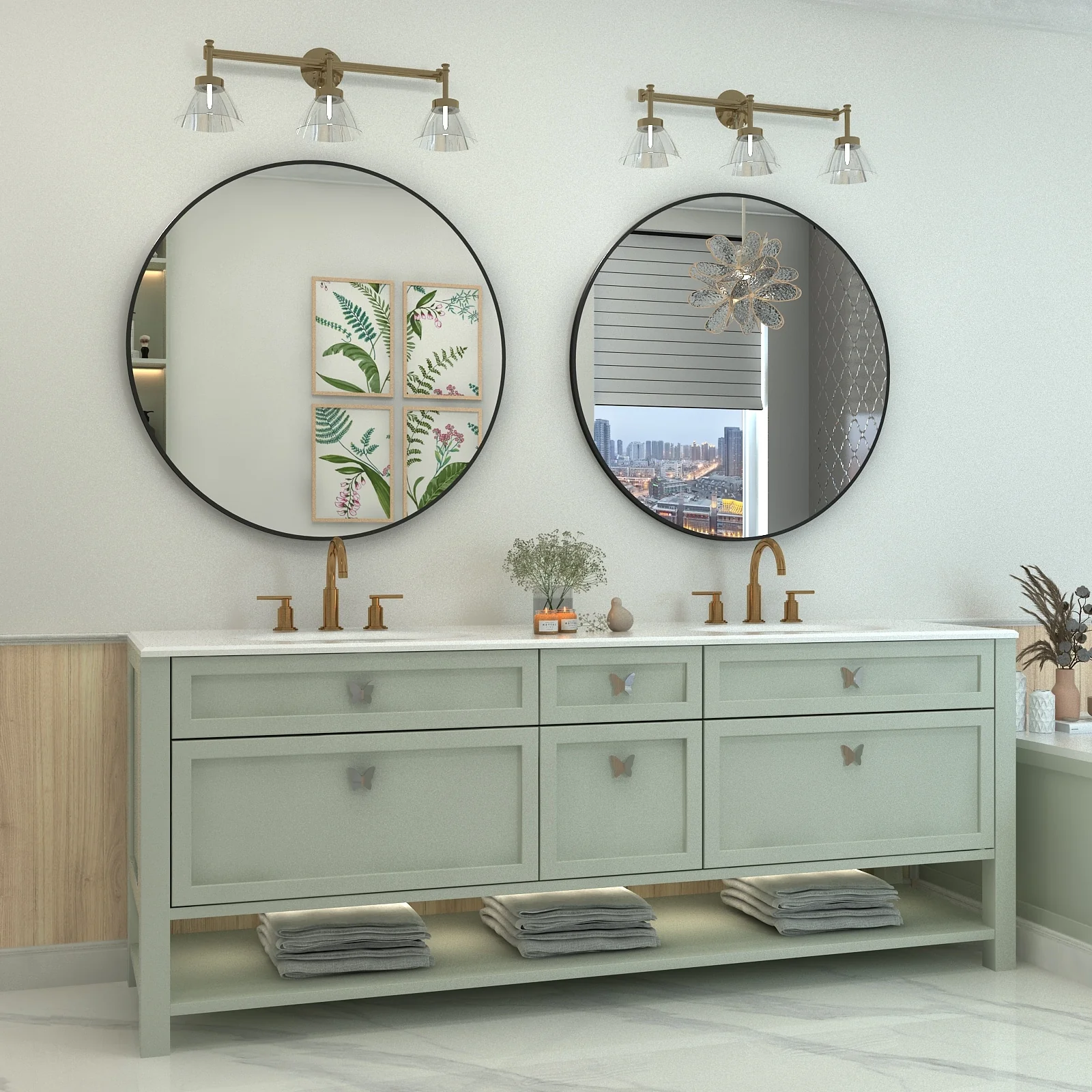 Round Metal Black Frame Bathroom Vanity Mirror, Wall Mounted Decorative Mirror - Image 41