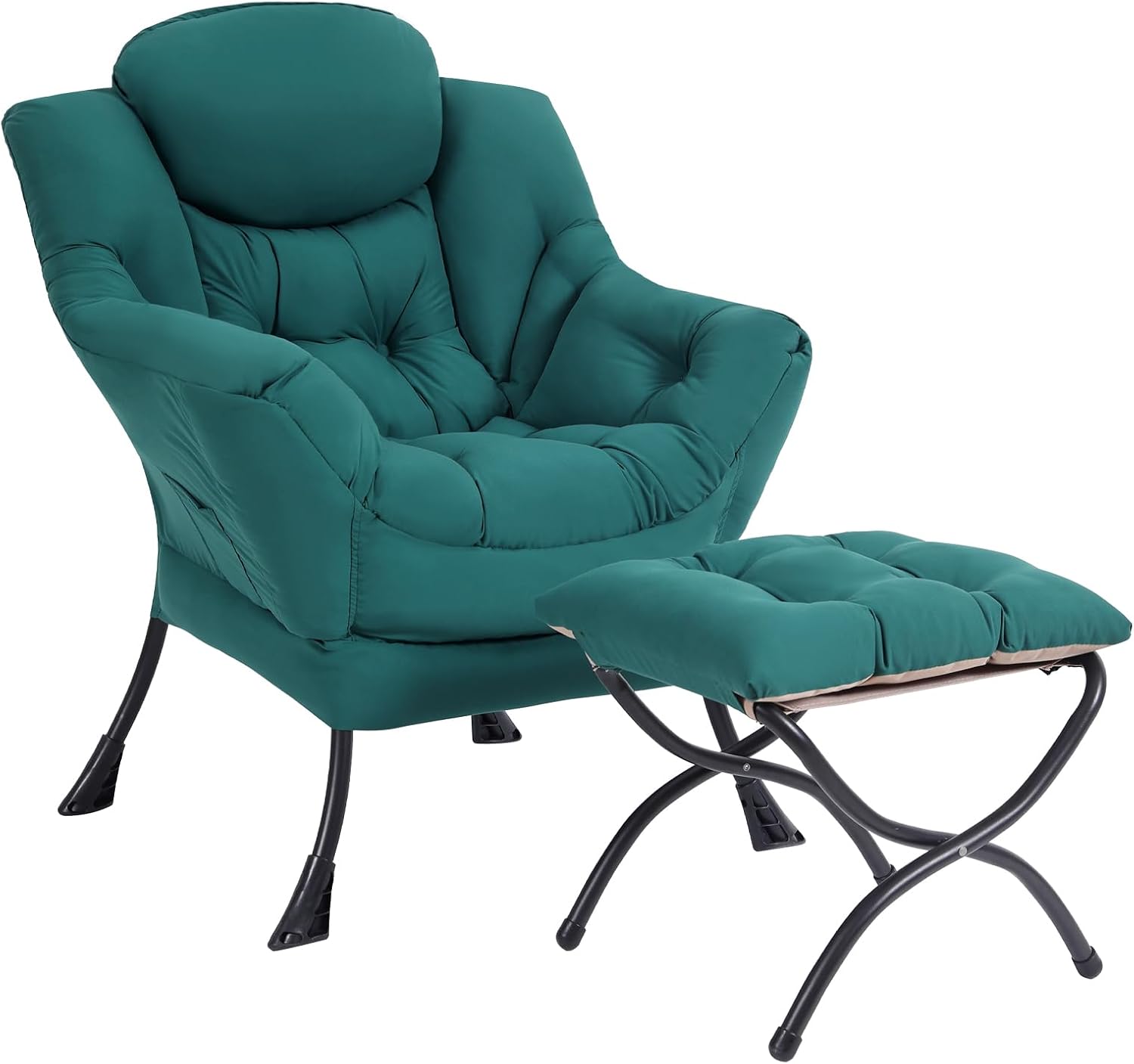 Modern Lazy Chair with Ottoman, Lounge Accent Reading Chair for Living Room - Image 4