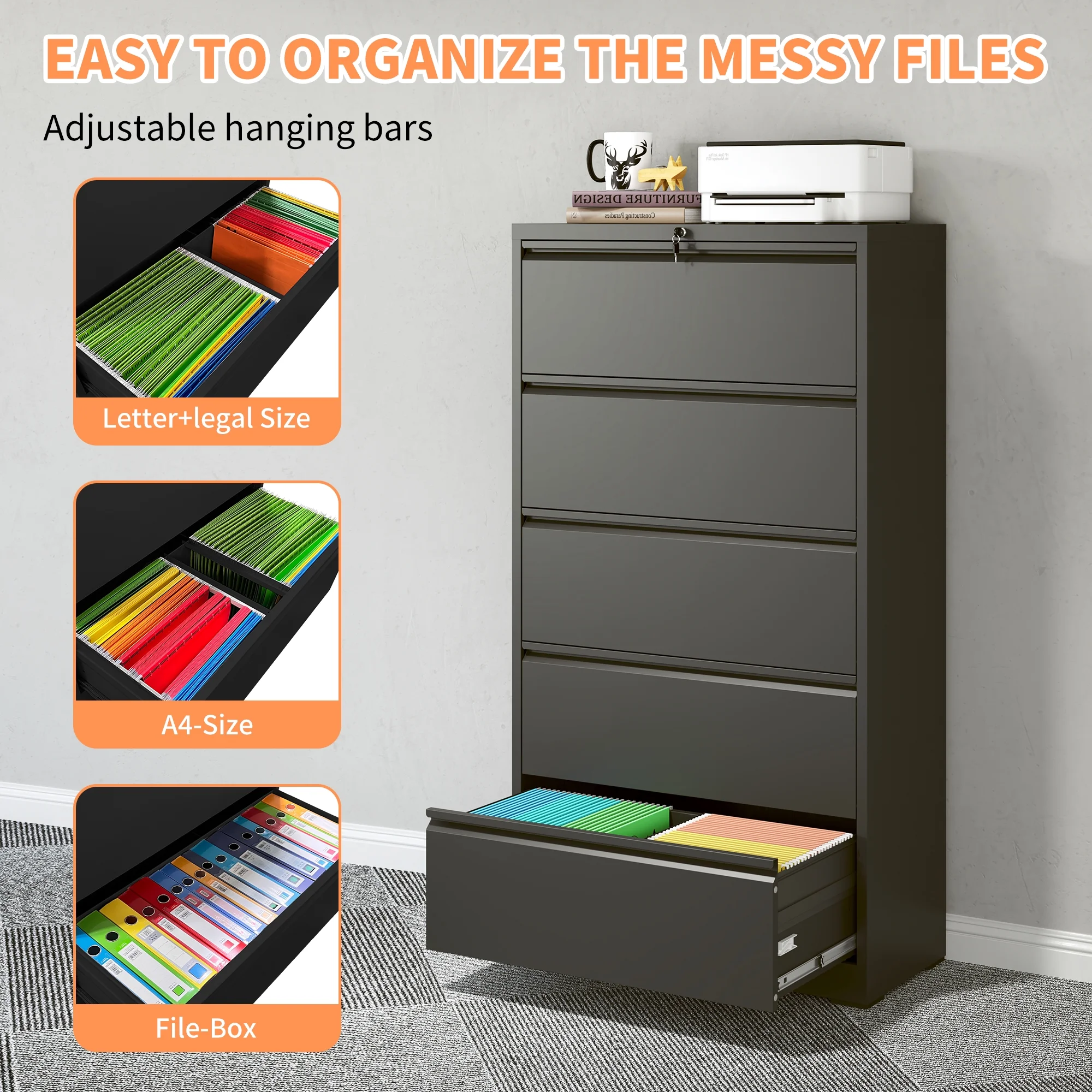 Daatumm 2-Drawer Vertical File Cabinet with Lock, Steel Metal Office & Home Storage for A4/Letter/Legal Size Documents - Image 14