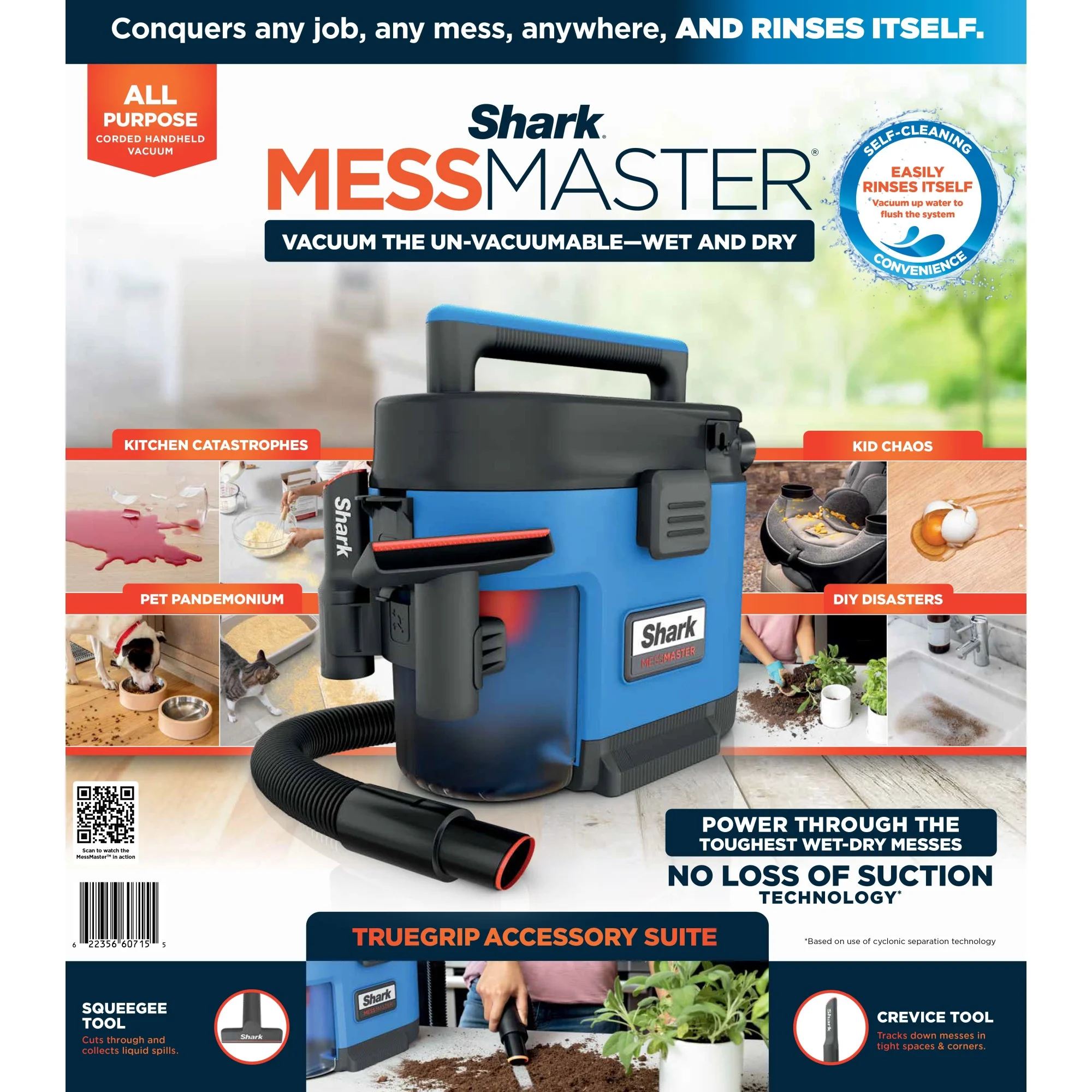 Shark MessMaster Portable Wet and Dry Vacuum for Home, Shop, Garage, 1 Gallon, Corded - Image 21