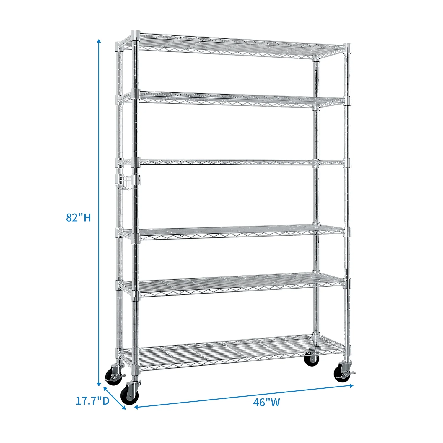 HiiKaa UltraDurable Heavy Duty NSF Solid Steel Wire Rack Storage Unit with Wheels,6-Tier Shelving for Kitchen,Storage Room,Silvery - Image 2