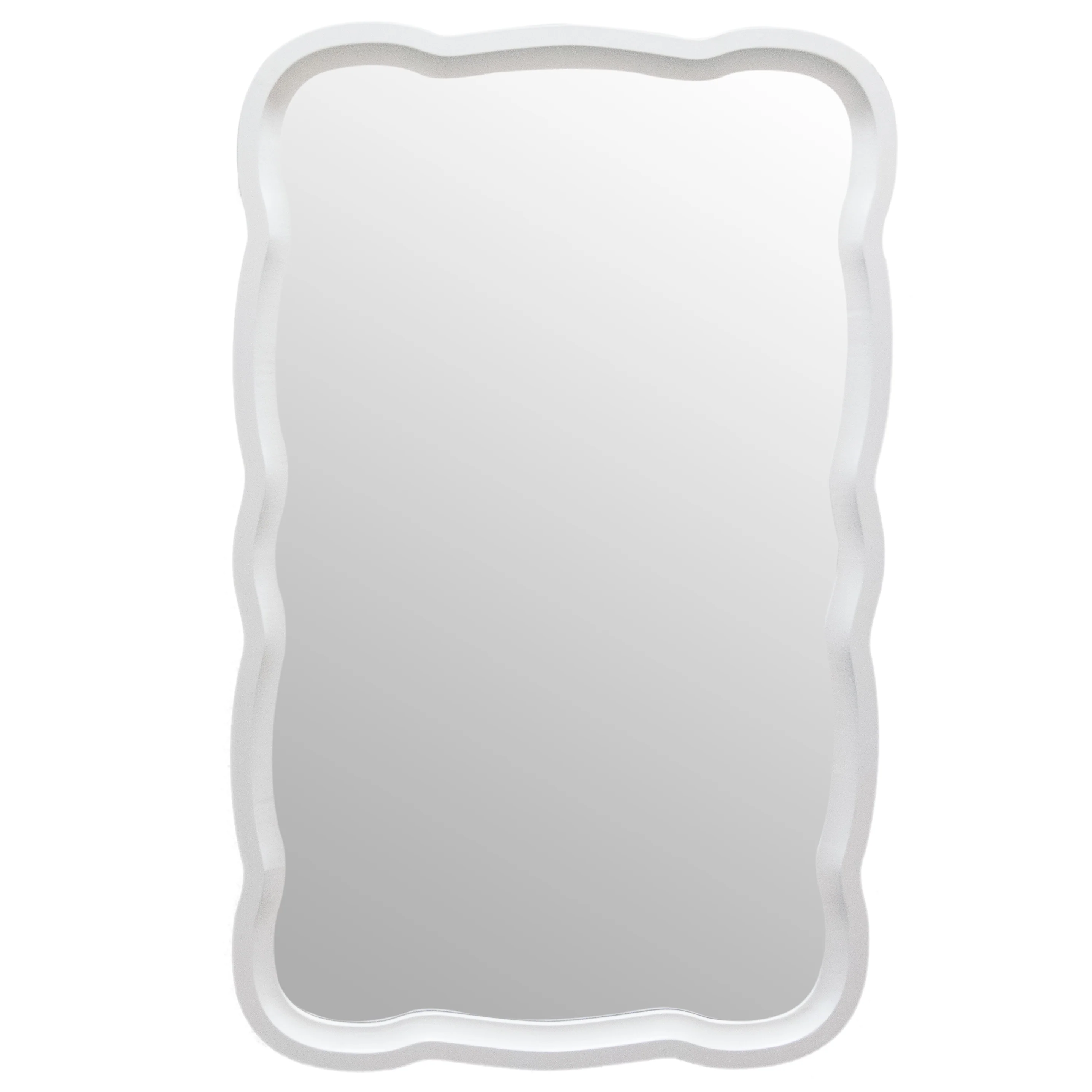 Curved Scallop Wood Frame Accent Mirror, Modern Decorative Wall Mirror for Living Room, Bedroom and Entryway - Image 26