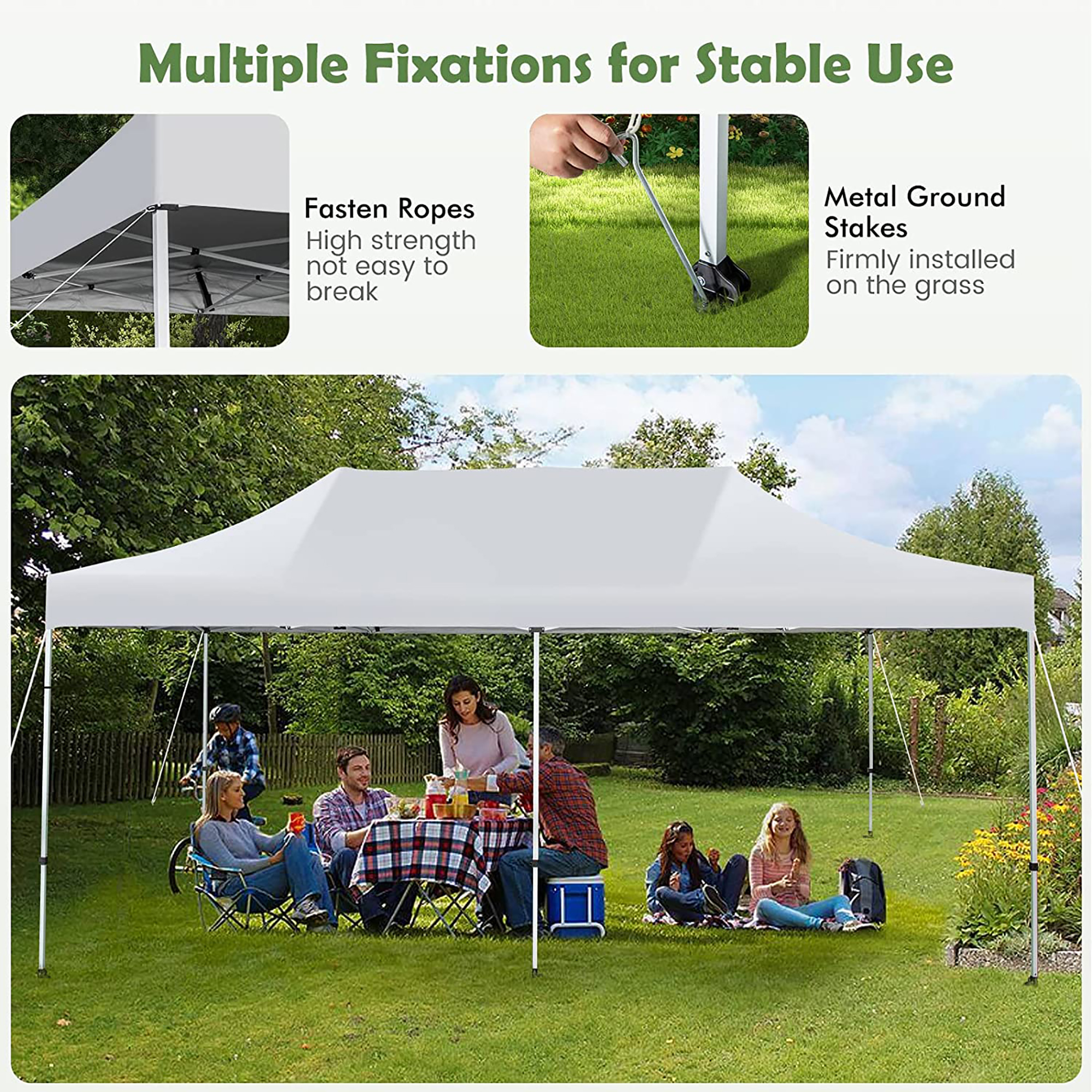 Gymax 10 x 20FT Patio Pop-Up Folding Canopy Tent UPF 50+ Instant Sun Shelter White - Image 6