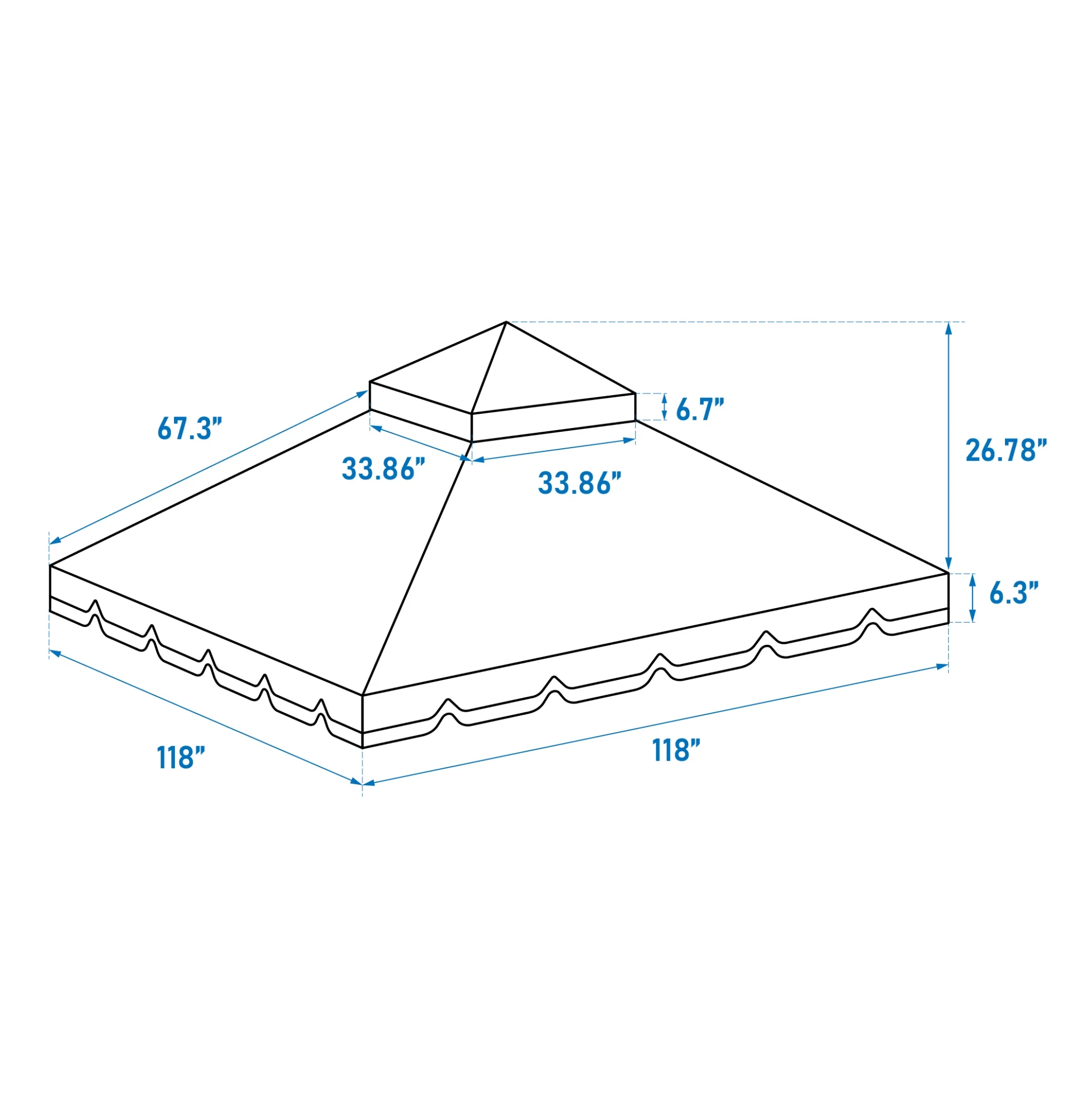 10x10 Ft Outdoor Patio Gazebo Replacement Canopy,Double Tiered Gazebo Tent Roof Top Cover Only Greatwall border(Frame Not Include)-BROWN - Image 2