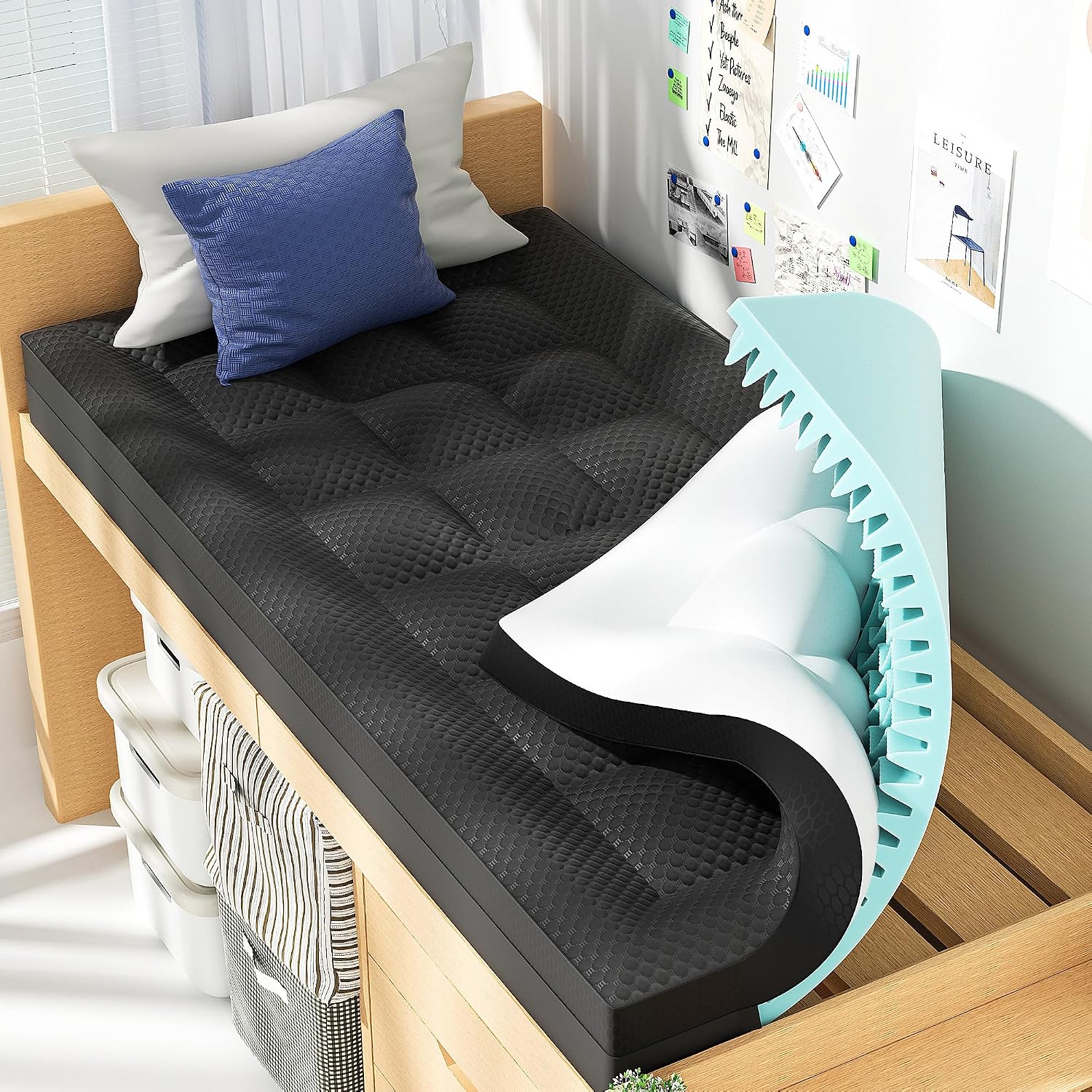 Dual Layer King Size Memory Foam Mattress Topper - Image 3