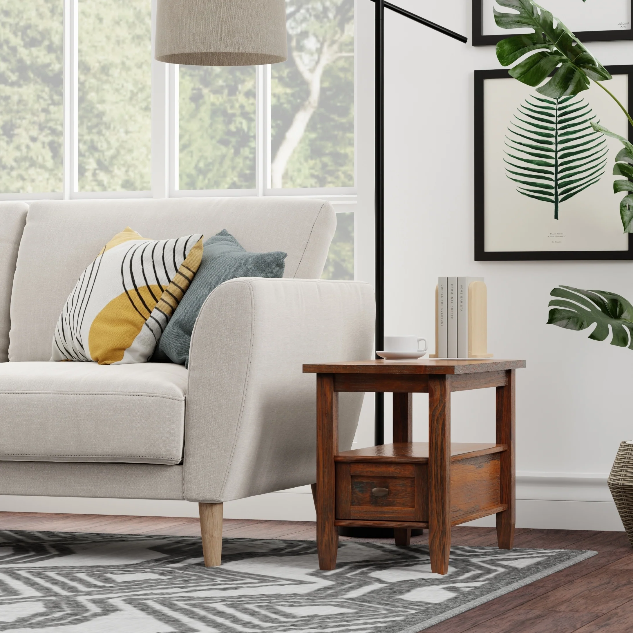 14" Wide Solid Wood Narrow Side Table, Rectangle Transitional Style Accent Table - Image 10