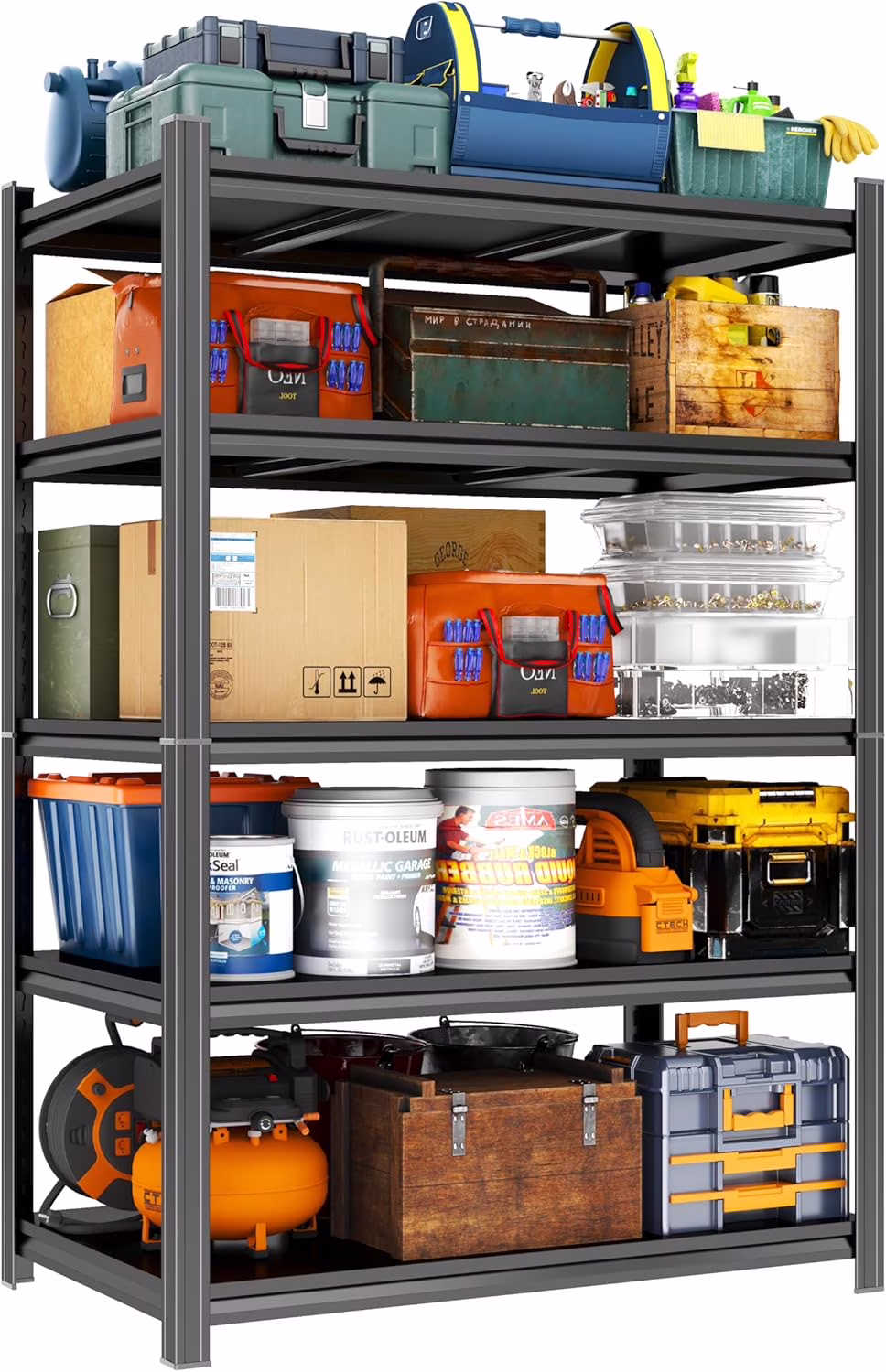 Garage Shelving 3500LBS Storage Shelves 5-Tier Adjustable Metal Shelving Units Garage Storage Shelves Heavy Duty for Industrial, Warehouse, Basement, Commercial, Black - Image 3