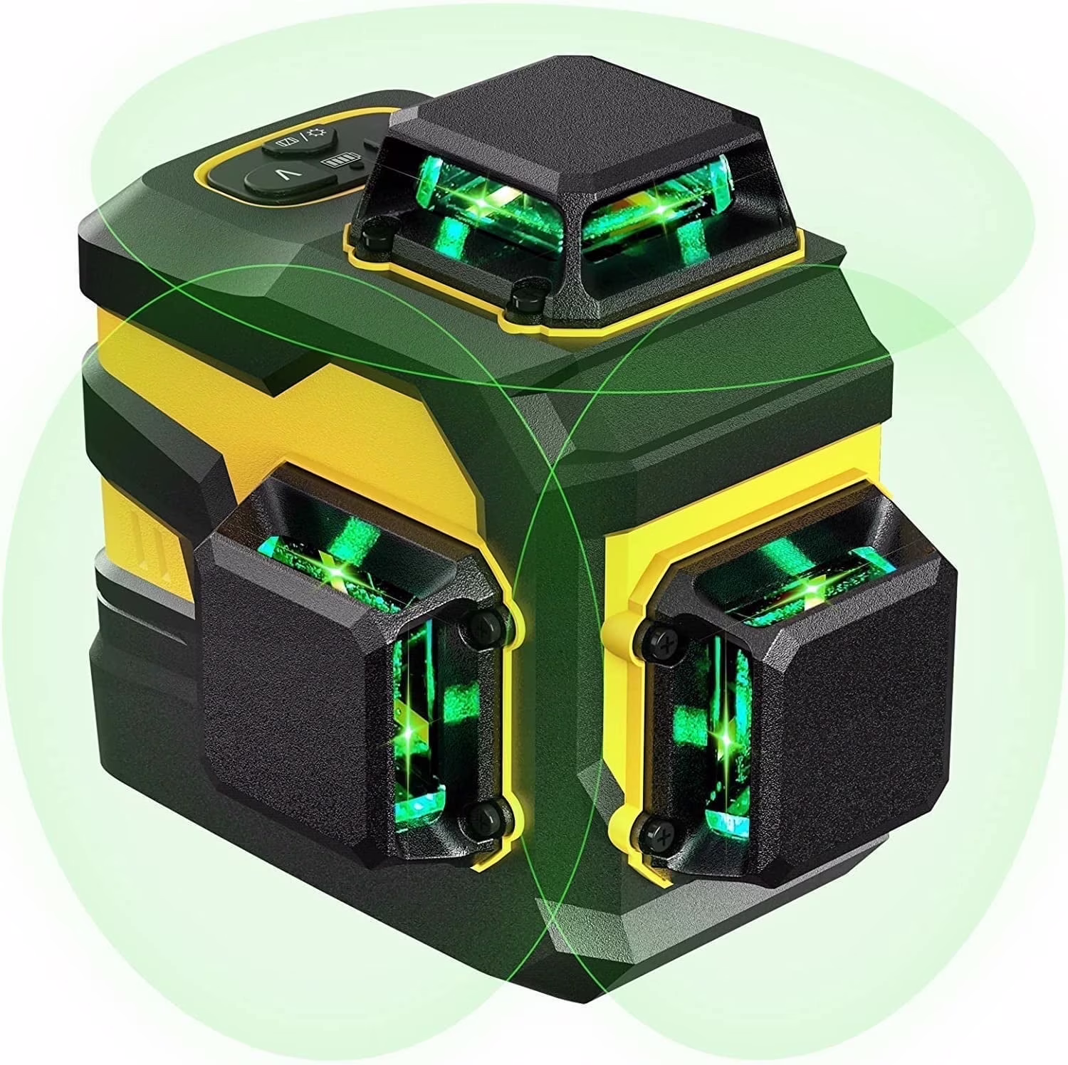 Laser Level, IKOVWUK 3x360- Cross Line Laser for Construction and Picture Hanging, 12 Green Lasers with Self-leveling, 65 ft Vertical & Horizontal Line, Level Tool with 5200 mAh Rechargeable Battery