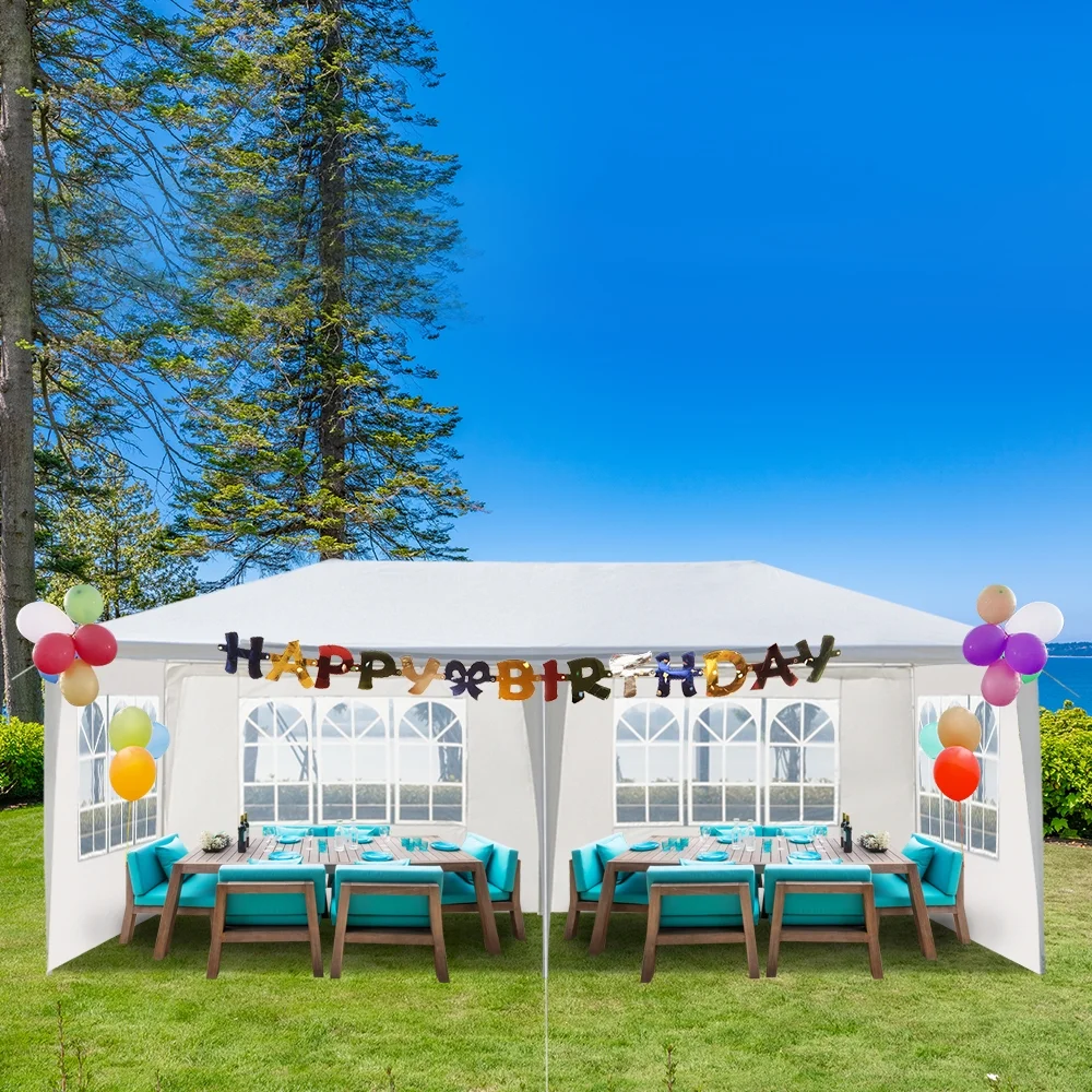 10'X20' Outdoor Party Tent with 4 Removable Sidewalls, Waterproof Canopy Patio Wedding Gazebo, White - Image 4