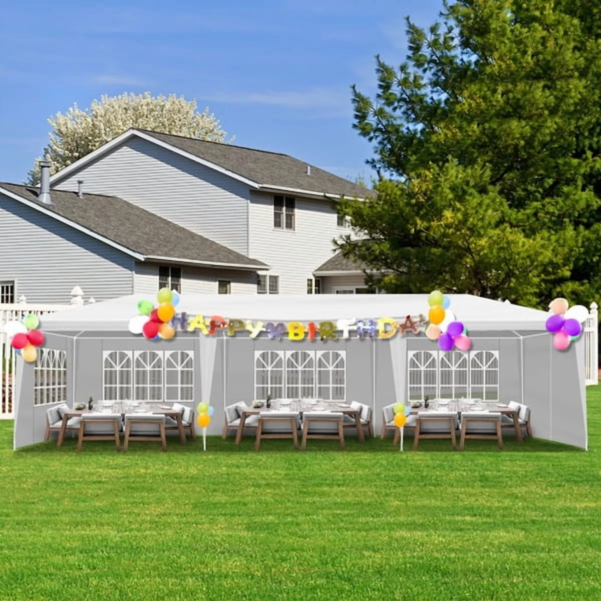 10'x30' Outdoor Party Tent with 8 Removable Sidewalls, Waterproof Canopy Patio Wedding Gazebo, White,white - Image 24