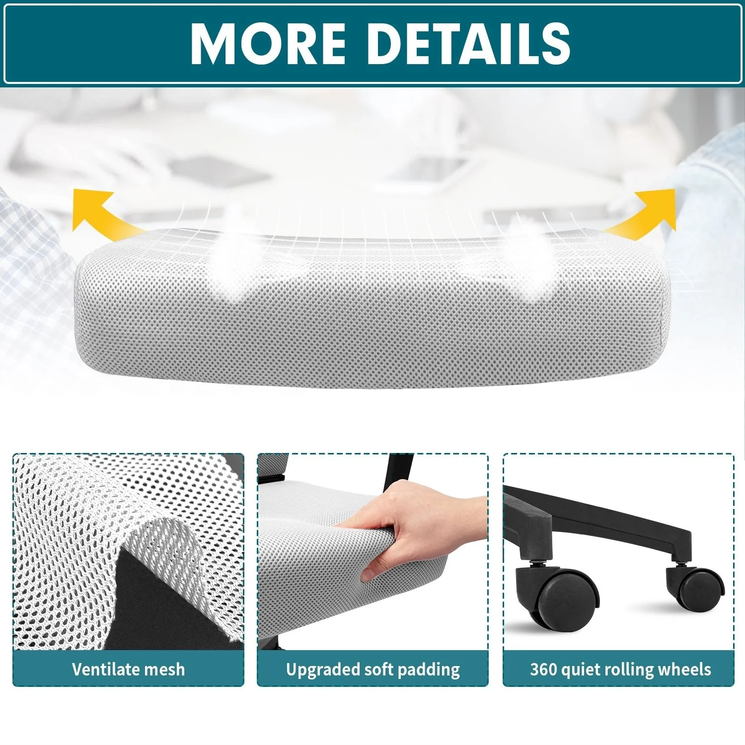 Ergonomic Mesh Office Chair with Lumbar Support, Breathable Computer Desk Chair - Image 46