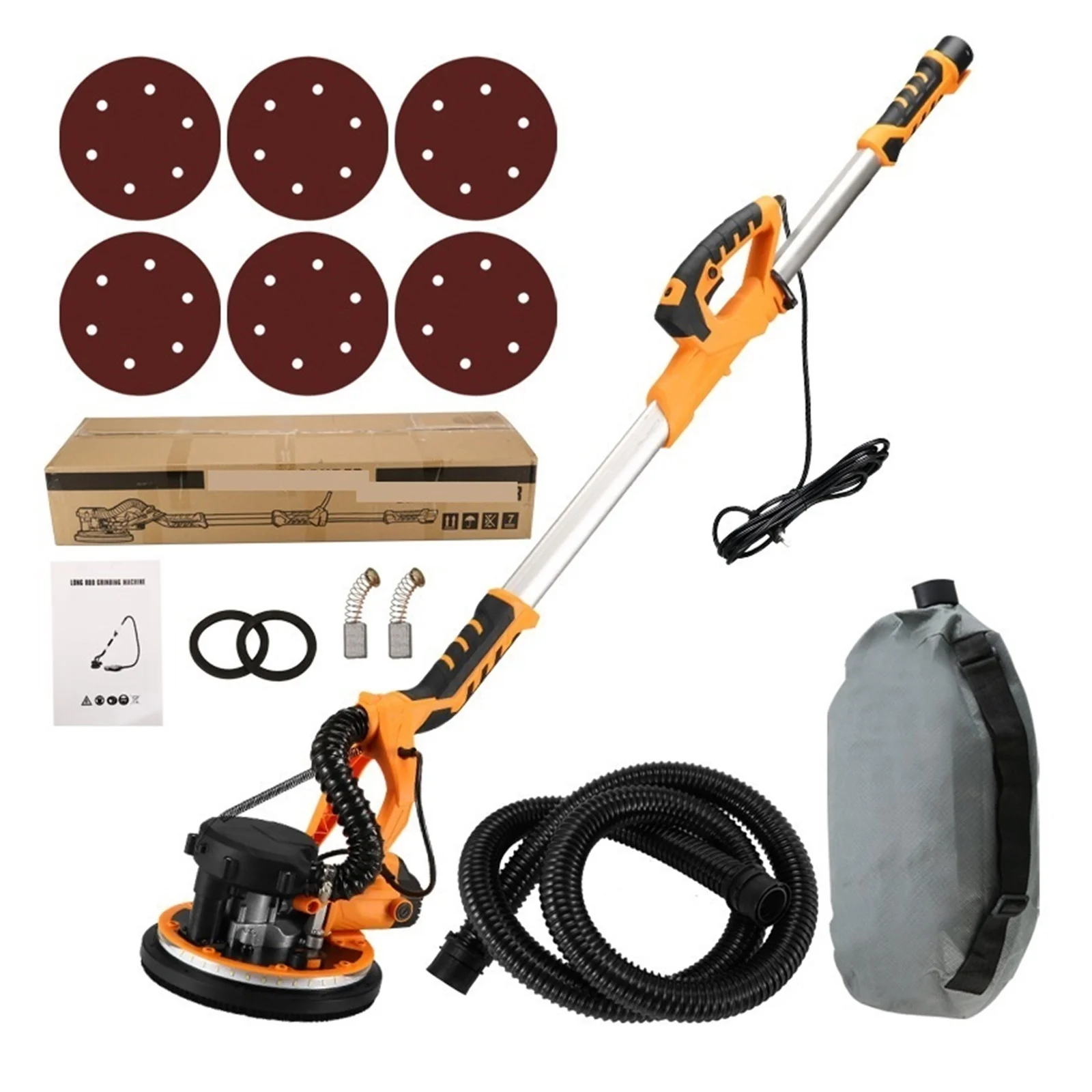 9-inch Electric Drywall Sander 225MM Wall Grinding Machine Putty Dustless Self -vacuum LED Long Rod Polishing Sand Paper Machine ,Low Vibration - Image 4