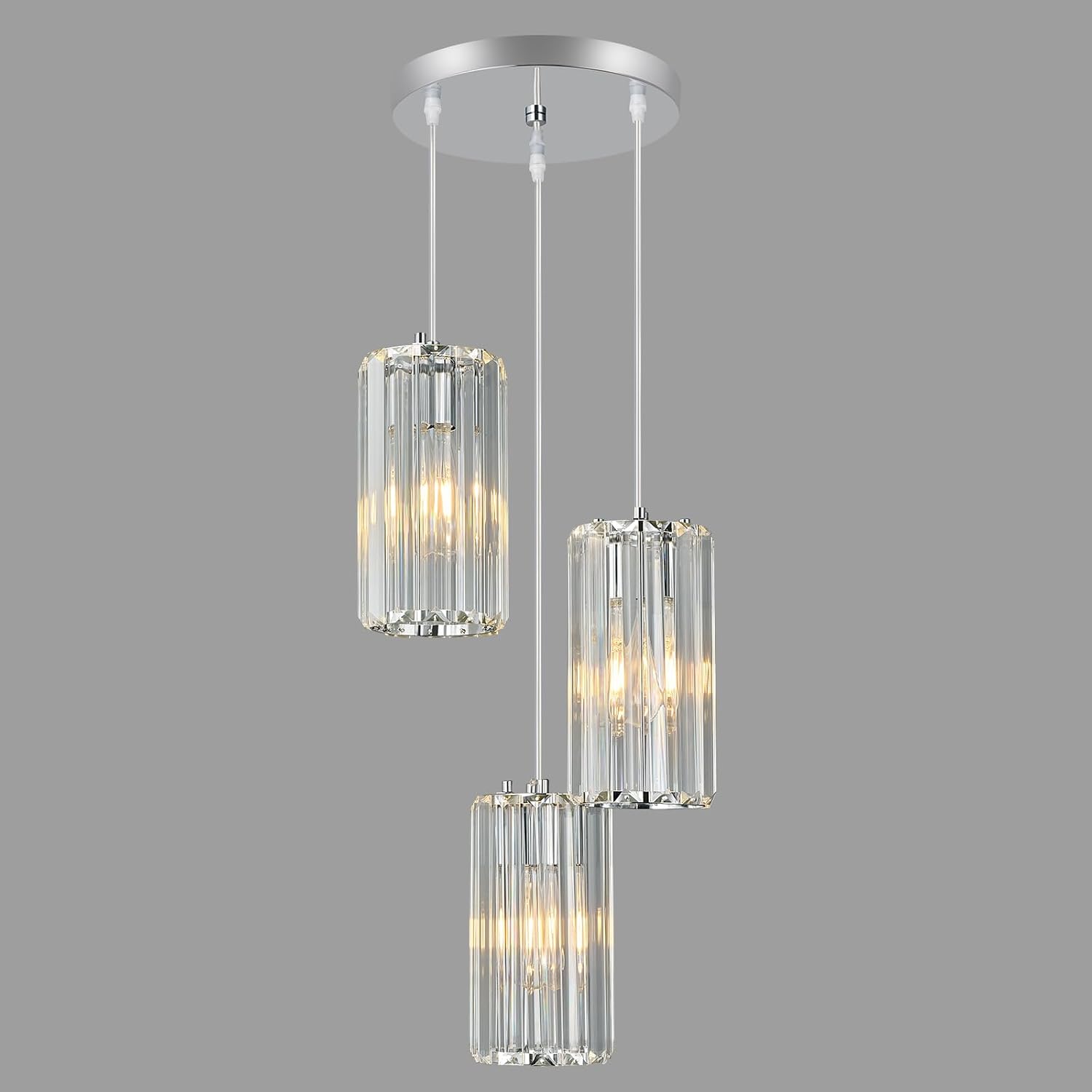 Chrome Pendant Lighting, Modern Pendant Light, Mini Crystal Chandeliers, Adjustable Pendant Light Fixture for Kitchen Island, Dining Room, Corridor & Bedroom (Chrome, 3-Pack) - Image 31