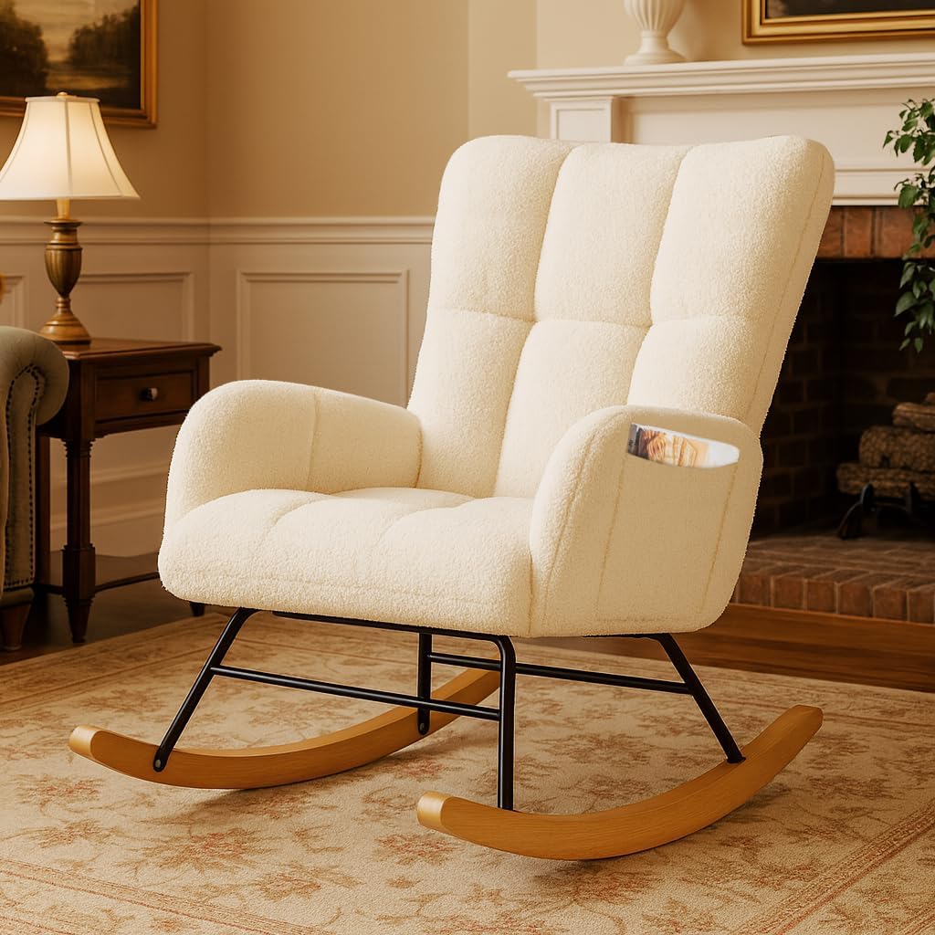 Nursery Rocking Chair, Teddy Glider Rocker with Pockets - Image 2