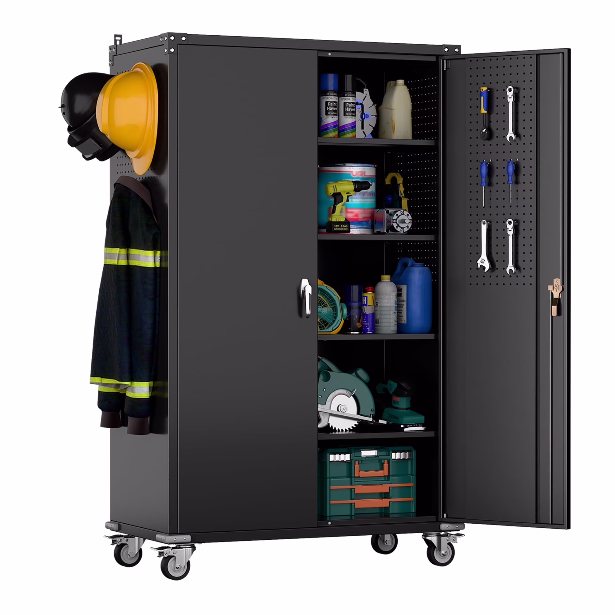 SUPEER 71" Metal Storage Cabinets with Wheels and Pegboards, Industrial Cabinet with 2 Drawers and 2 Adjustable Shelves,, Assembly Required - Image 20