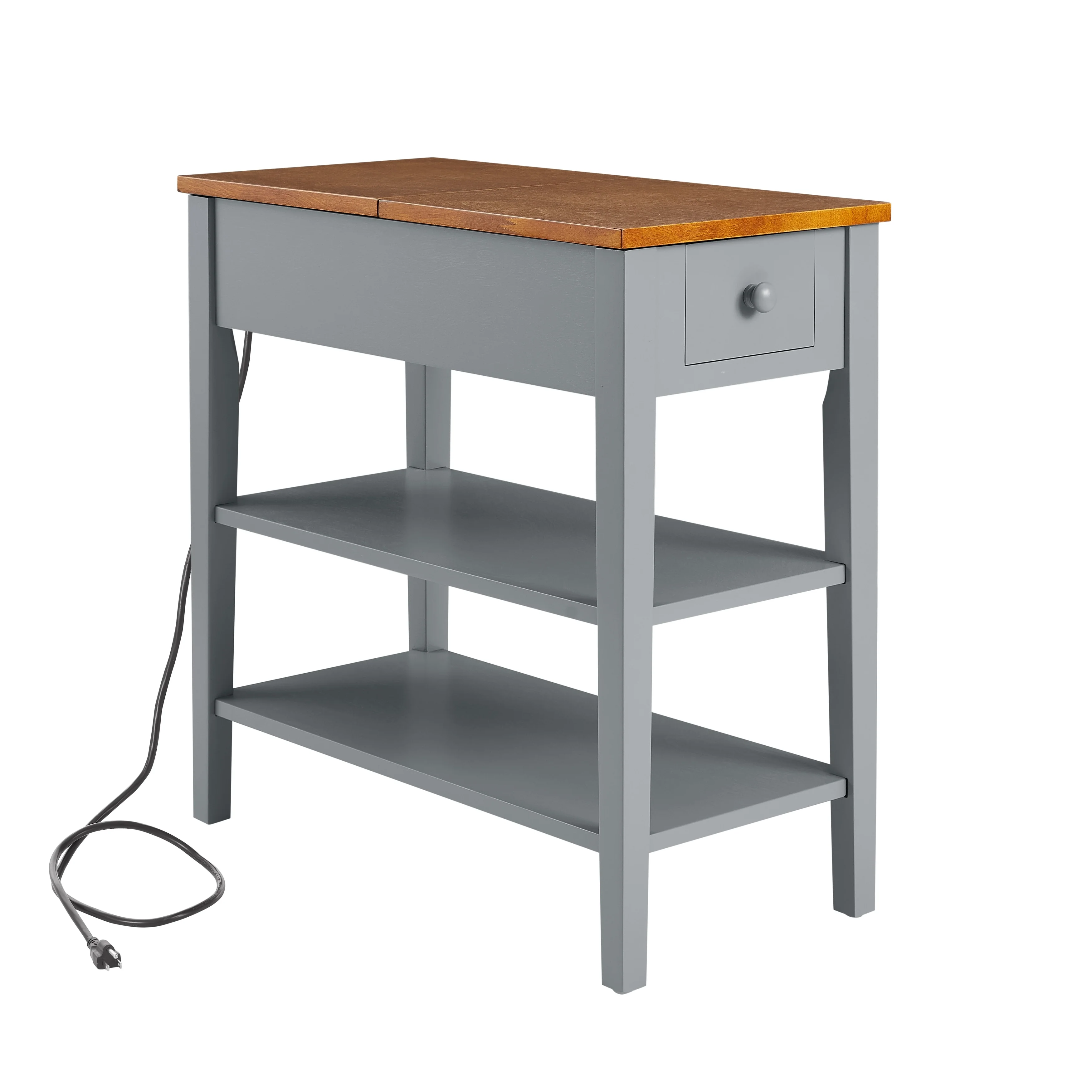 Narrow 2-Tone End Table with USB Charging Ports, Small Space Side Table - Image 6