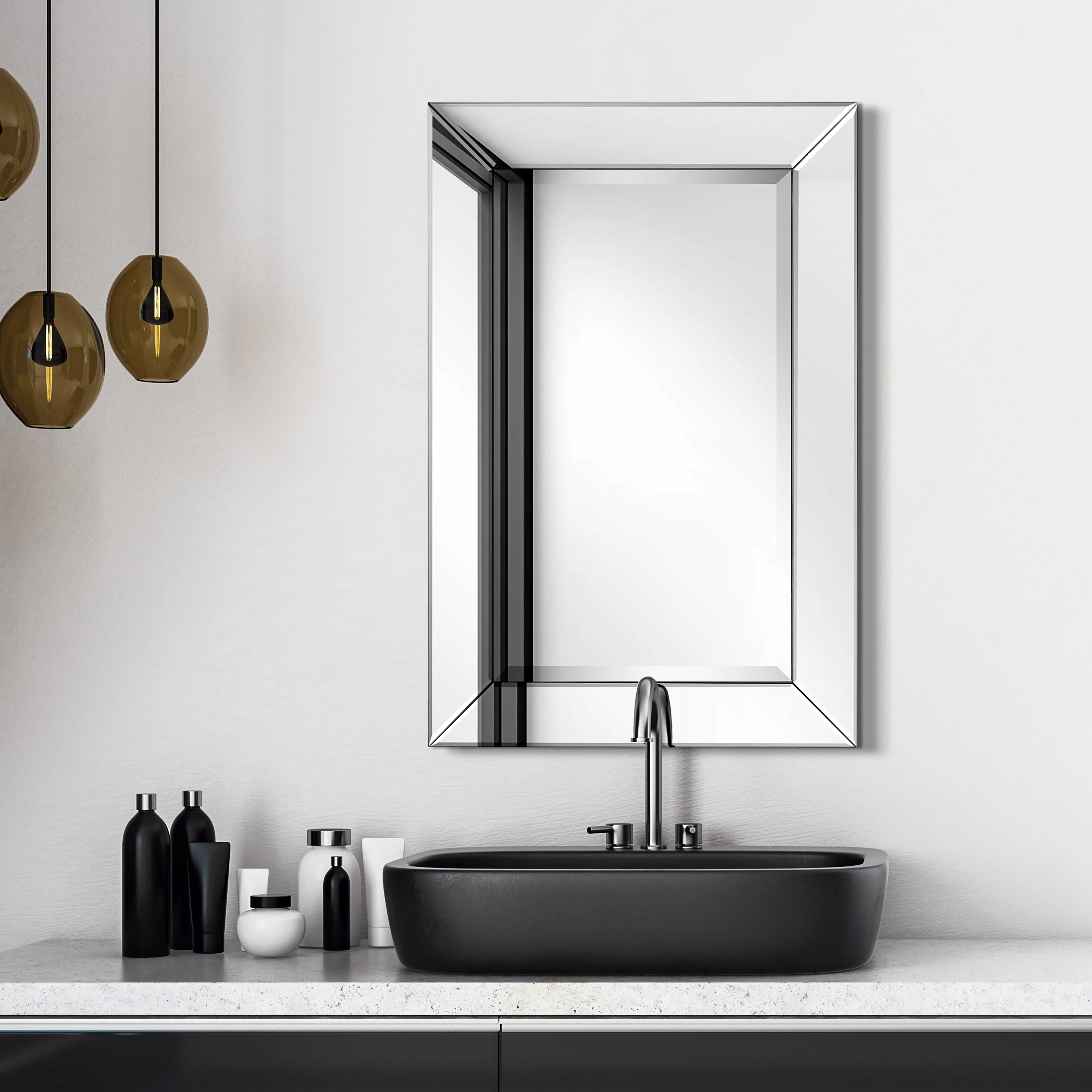 Beveled Rectangular Clear HD Wall Mirror, Bathroom Vanity and Bedroom Mirror, 3 Sizes - Image 33